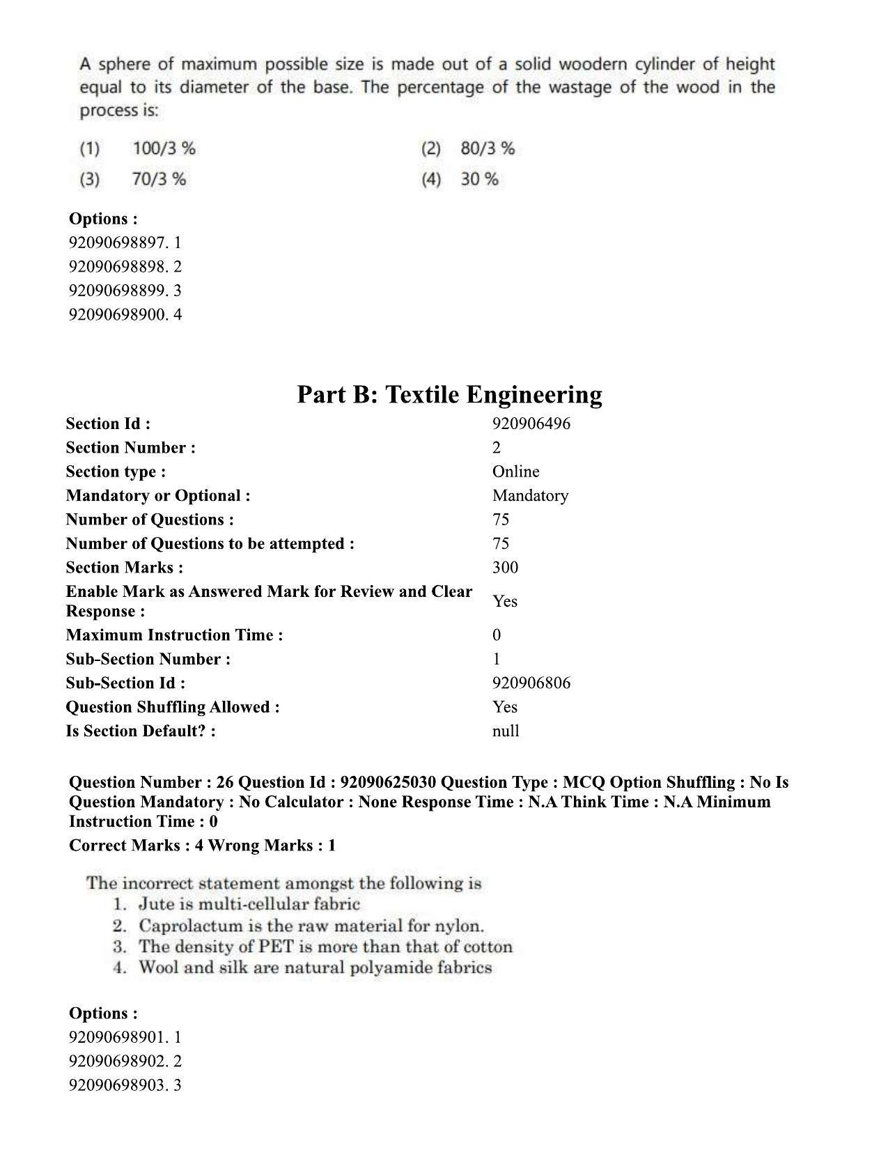 CUET PG 2023: MTQP12 – Textile Engineering (Eng) - Shift 3 (24-06-2023) Question Paper  - Page 24