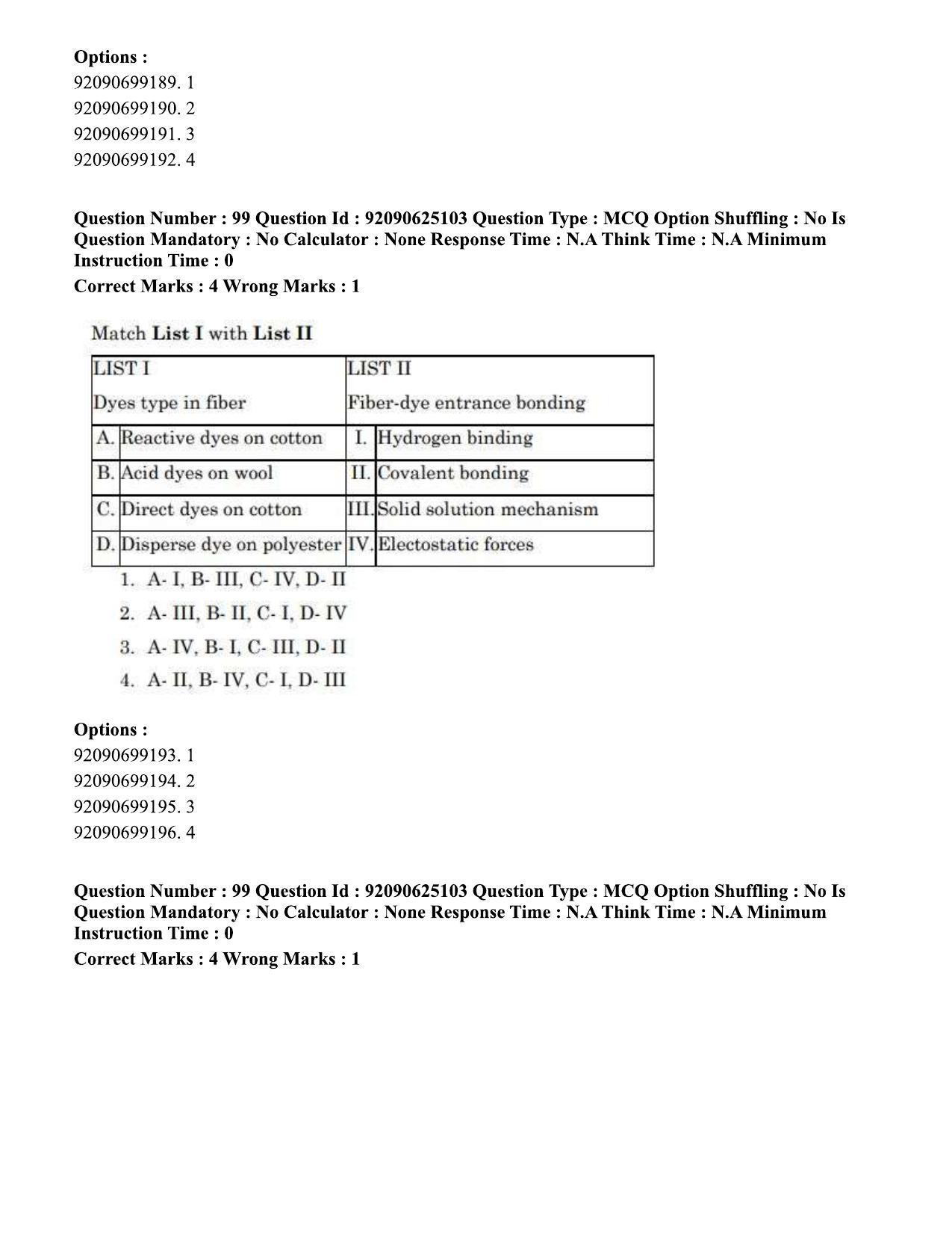 CUET PG 2023: MTQP12 – Textile Engineering (Eng) - Shift 3 (24-06-2023) Question Paper  - Page 94