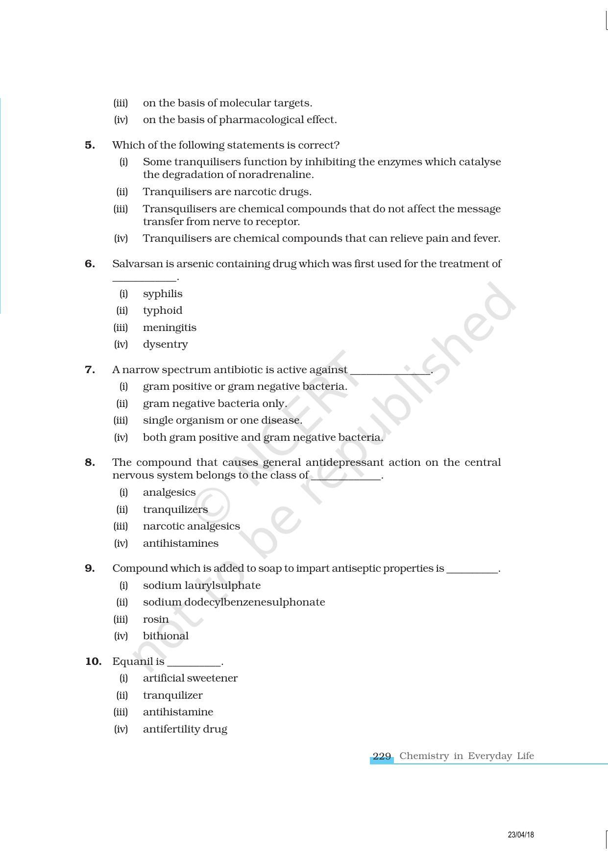 NCERT Exemplar Book for Class 12 Chemistry: Chapter 16 Chemistry in Everyday Life - Page 2
