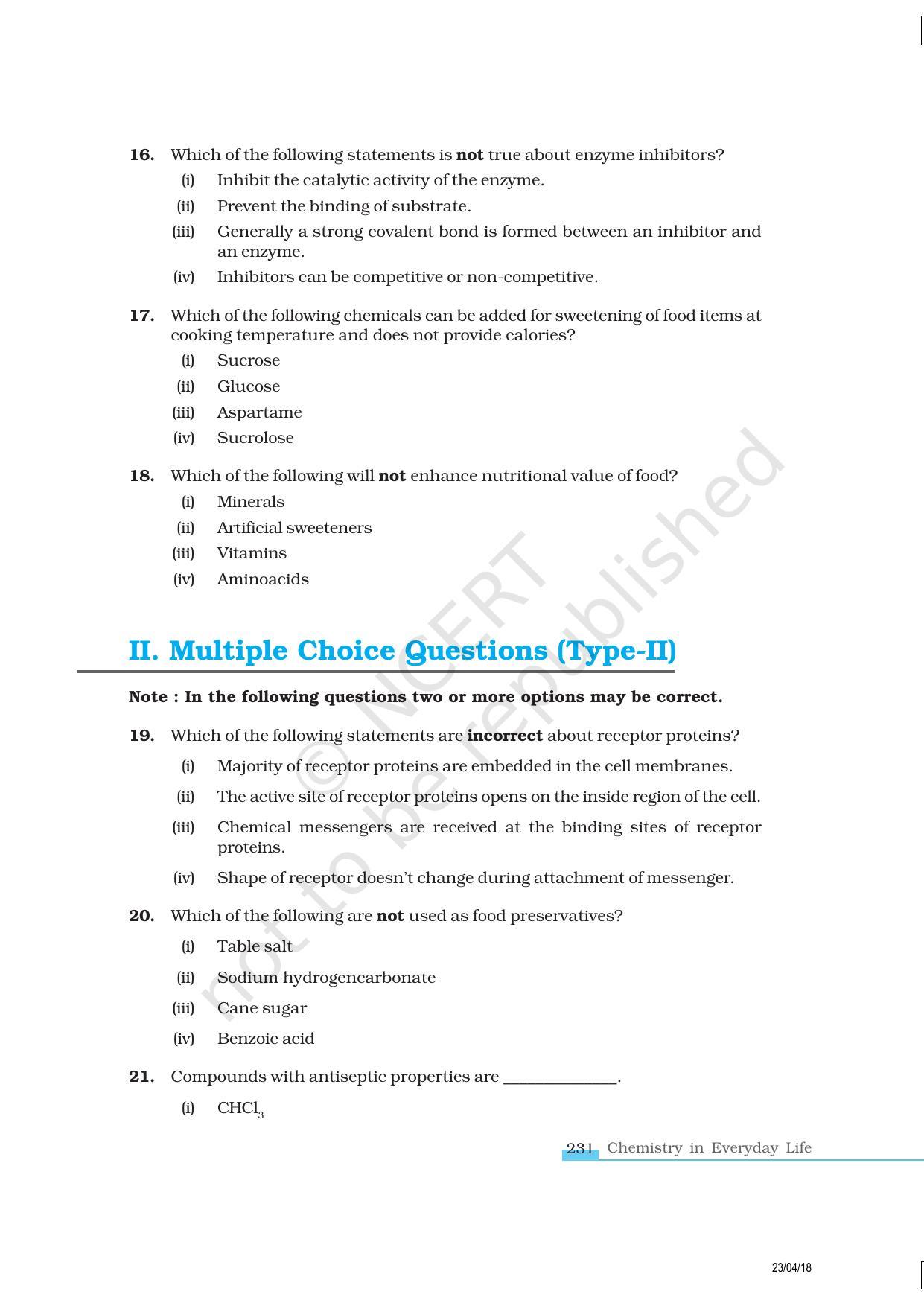 NCERT Exemplar Book for Class 12 Chemistry: Chapter 16 Chemistry in Everyday Life - Page 4
