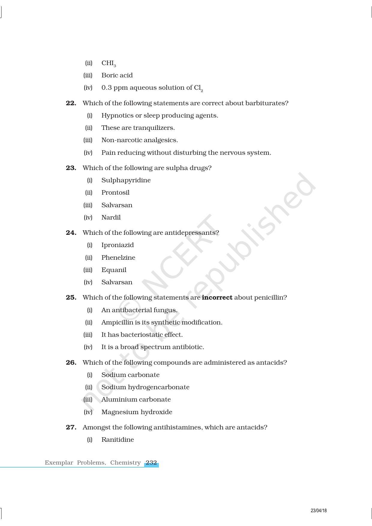 NCERT Exemplar Book for Class 12 Chemistry: Chapter 16 Chemistry in Everyday Life - Page 5
