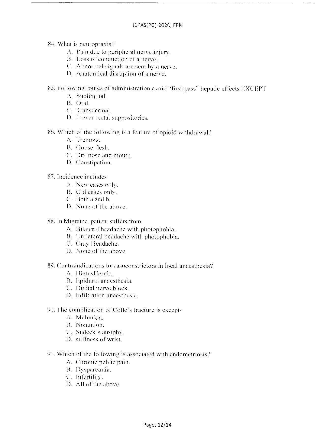 WBJEEB JEMAS (PG) 2021 FPM Question Paper - Page 14