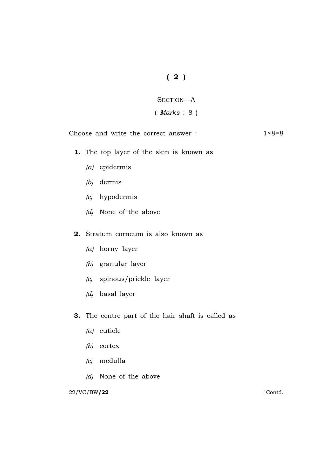 Meghalaya Board (MBOSE) Class 10 Beauty and Wellness  (22-VC-BW) 2022 Question Paper - Page 2