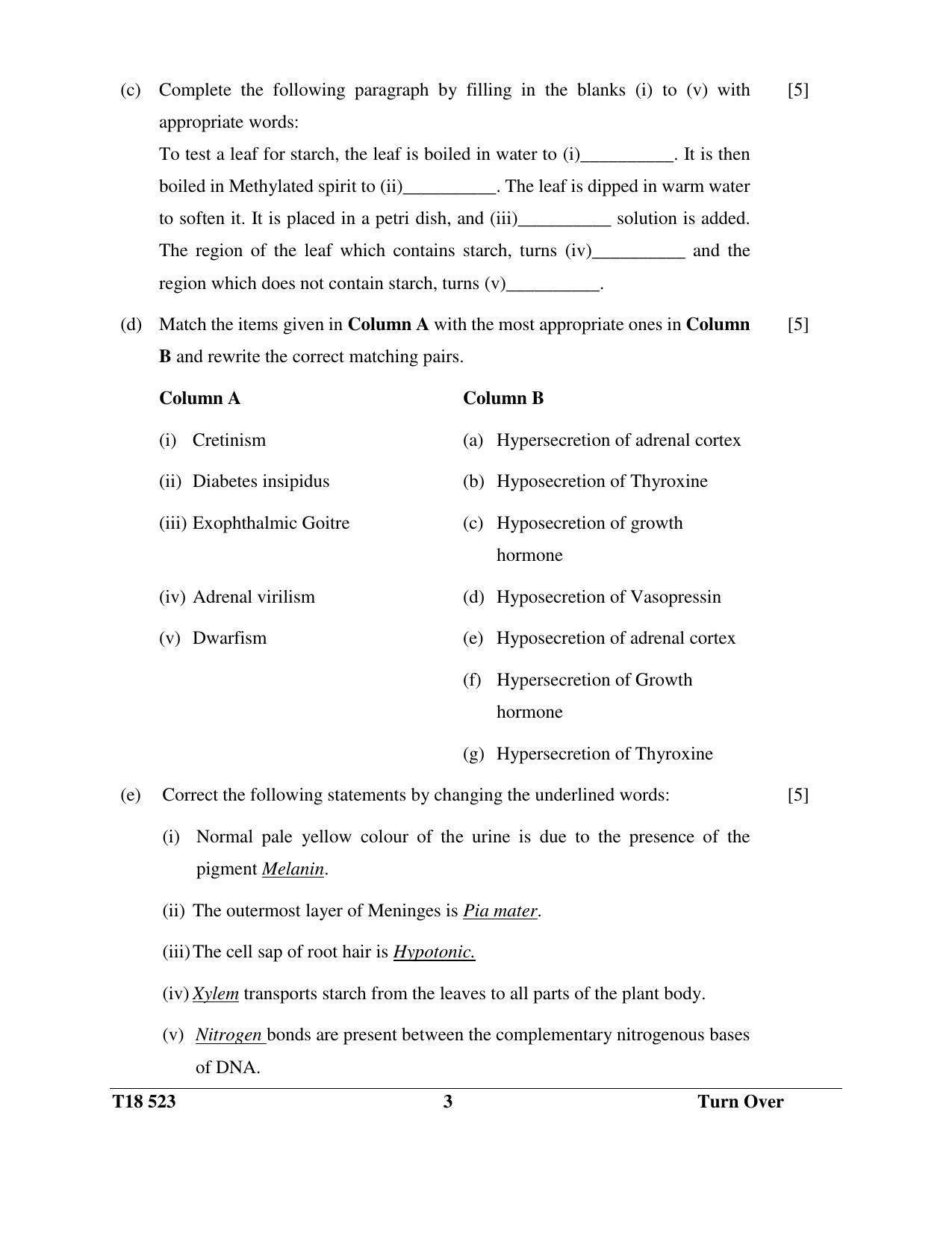 ICSE Class 10 Science Paper 3 (Biology) 2018 Question Paper - Page 3