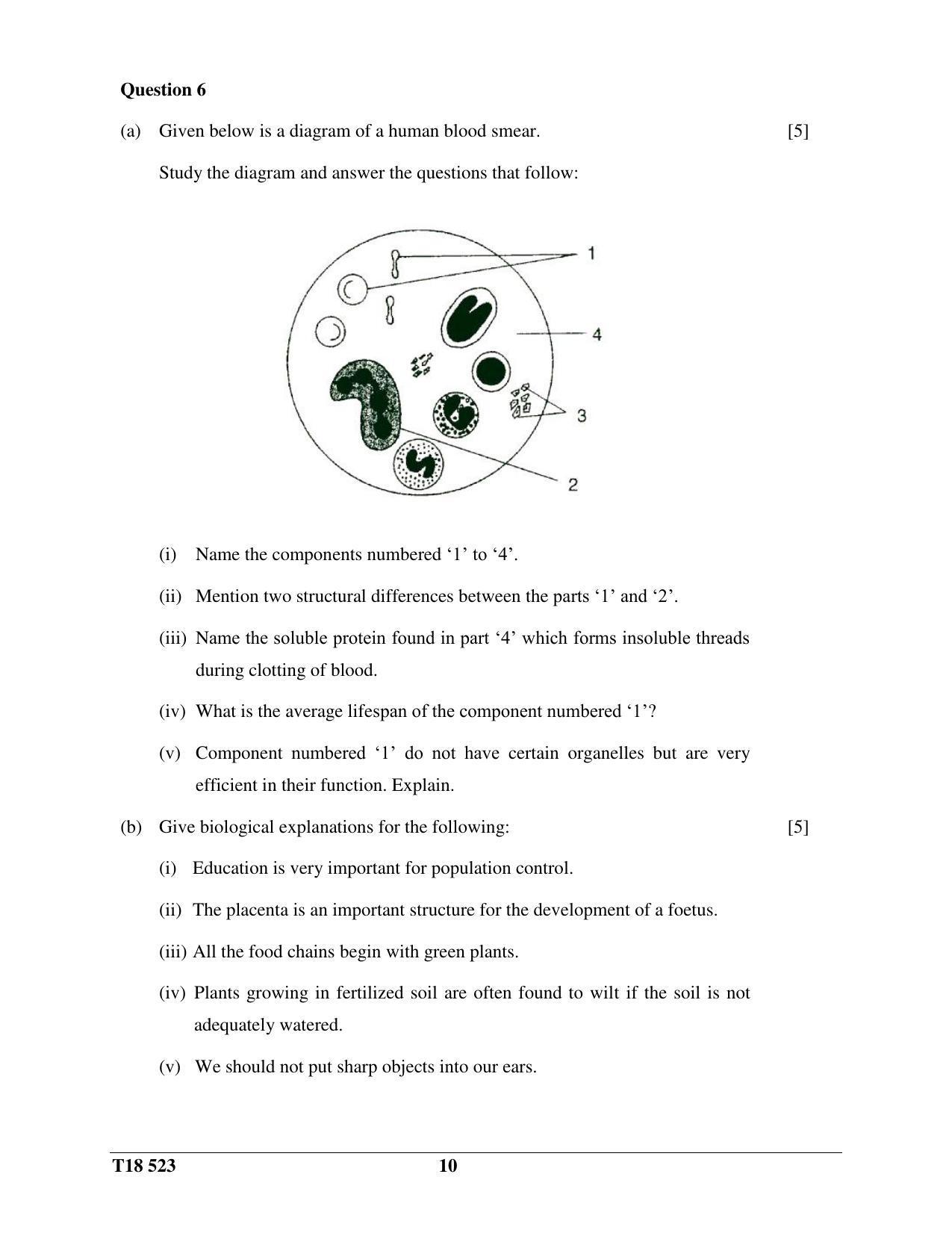 ICSE Class 10 Science Paper 3 (Biology) 2018 Question Paper - Page 10