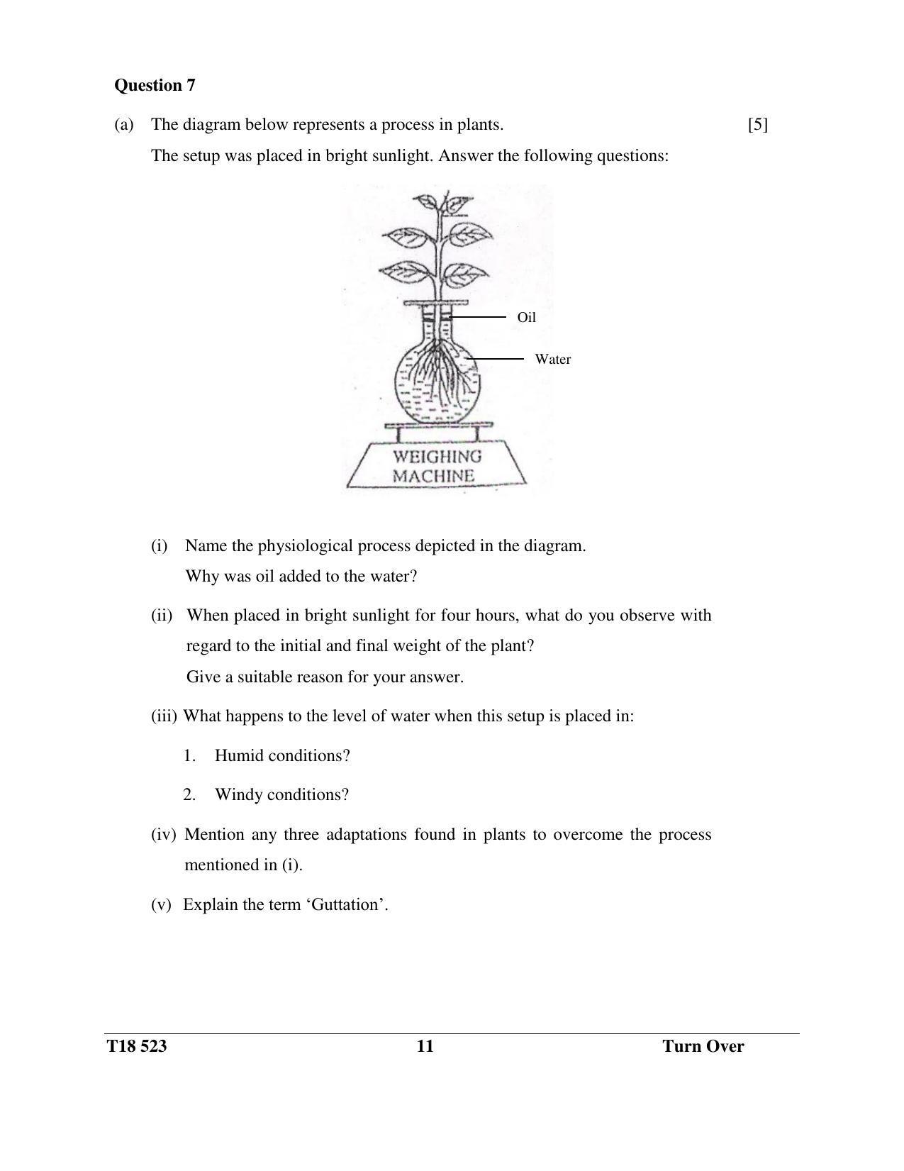 ICSE Class 10 Science Paper 3 (Biology) 2018 Question Paper - Page 11