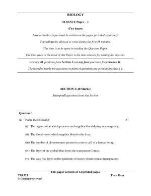 ICSE Class 10 Science Paper 3 (Biology) 2018 Question Paper