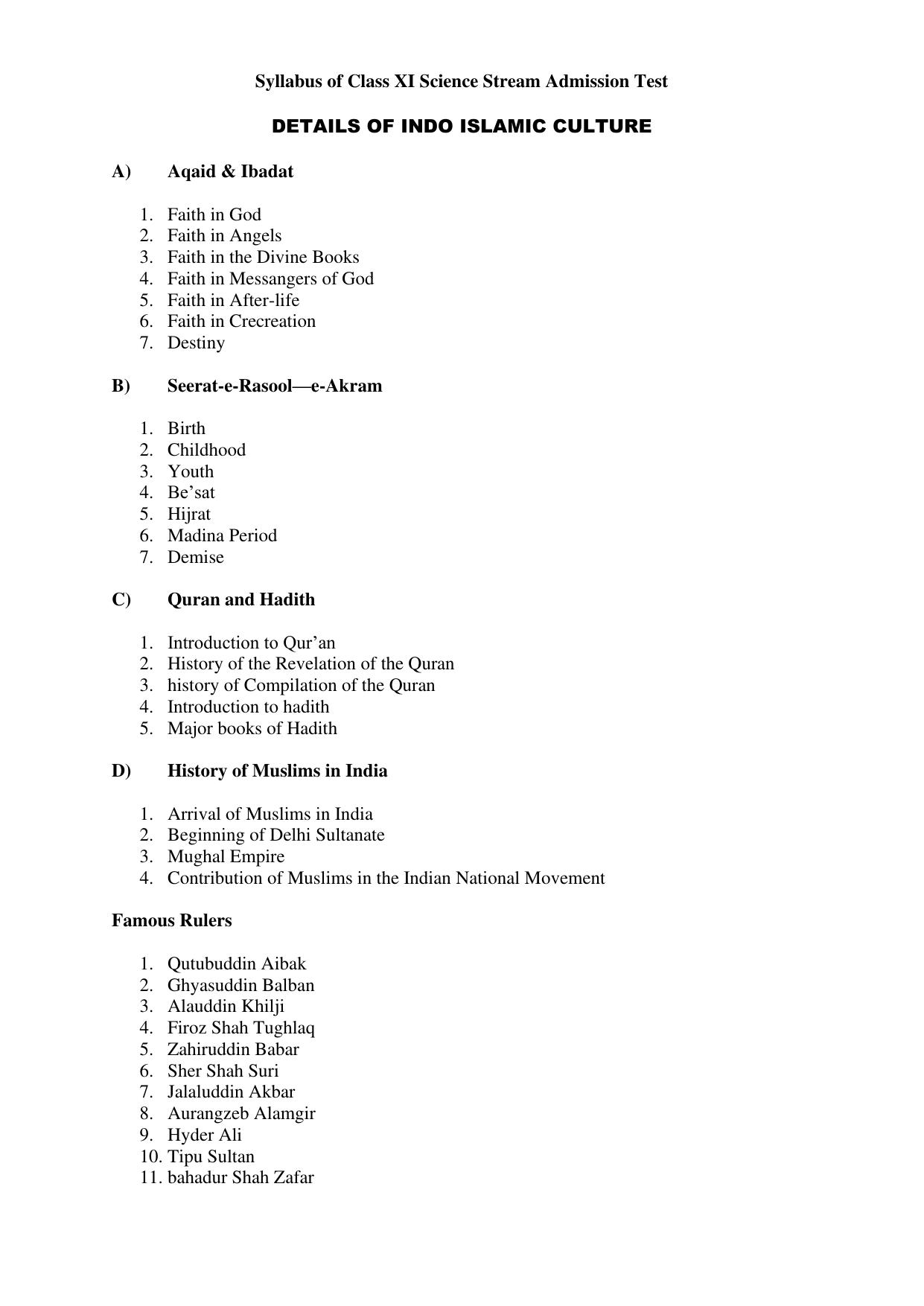 AMU Entrance Exam: XI Humanities/Commerce Syllabus - Page 6
