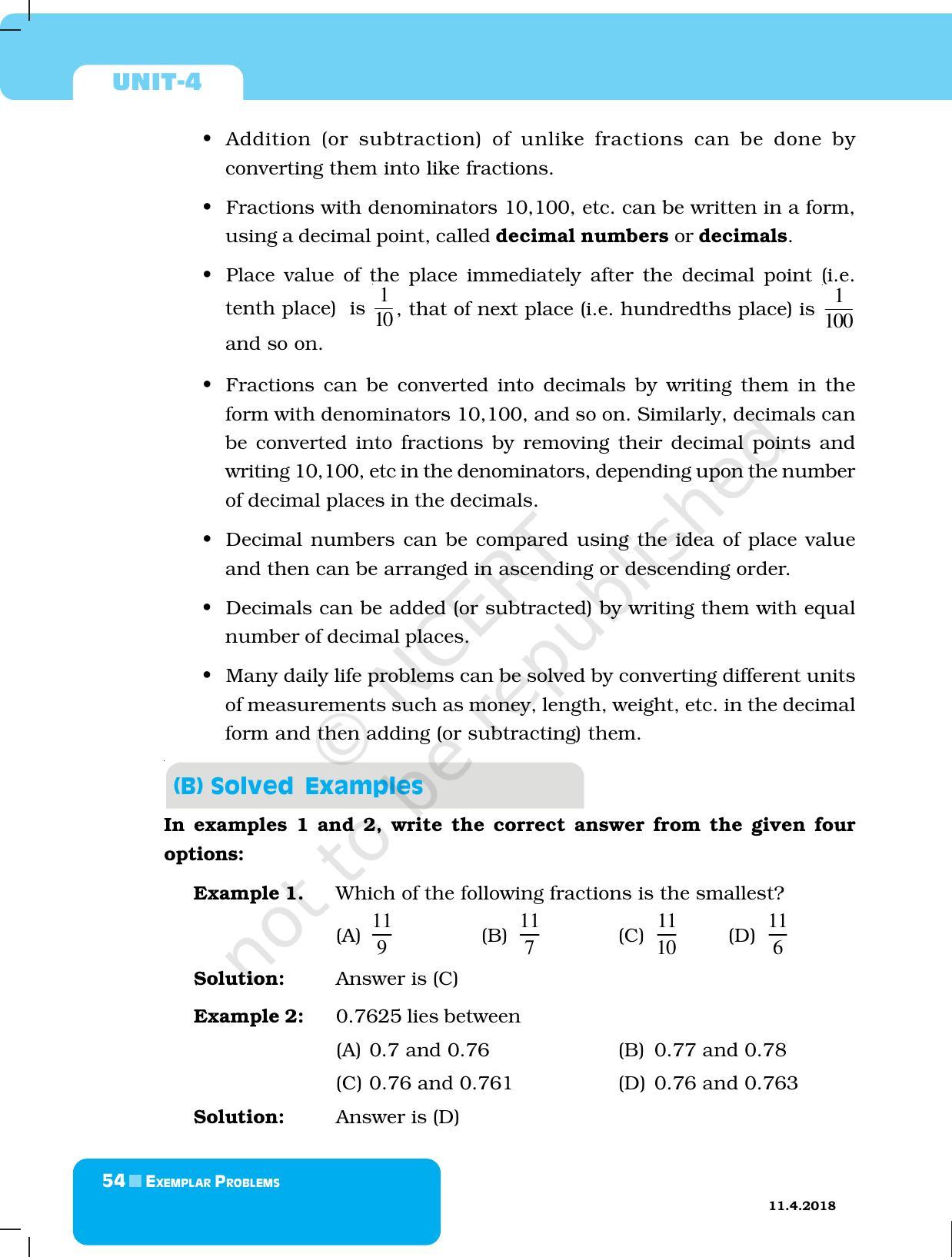 NCERT Exemplar Book for Class 6 Maths: Chapter 4-Fractions & Decimals - Page 2