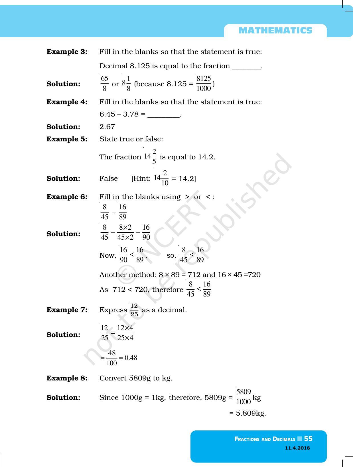 NCERT Exemplar Book for Class 6 Maths: Chapter 4-Fractions & Decimals - Page 3