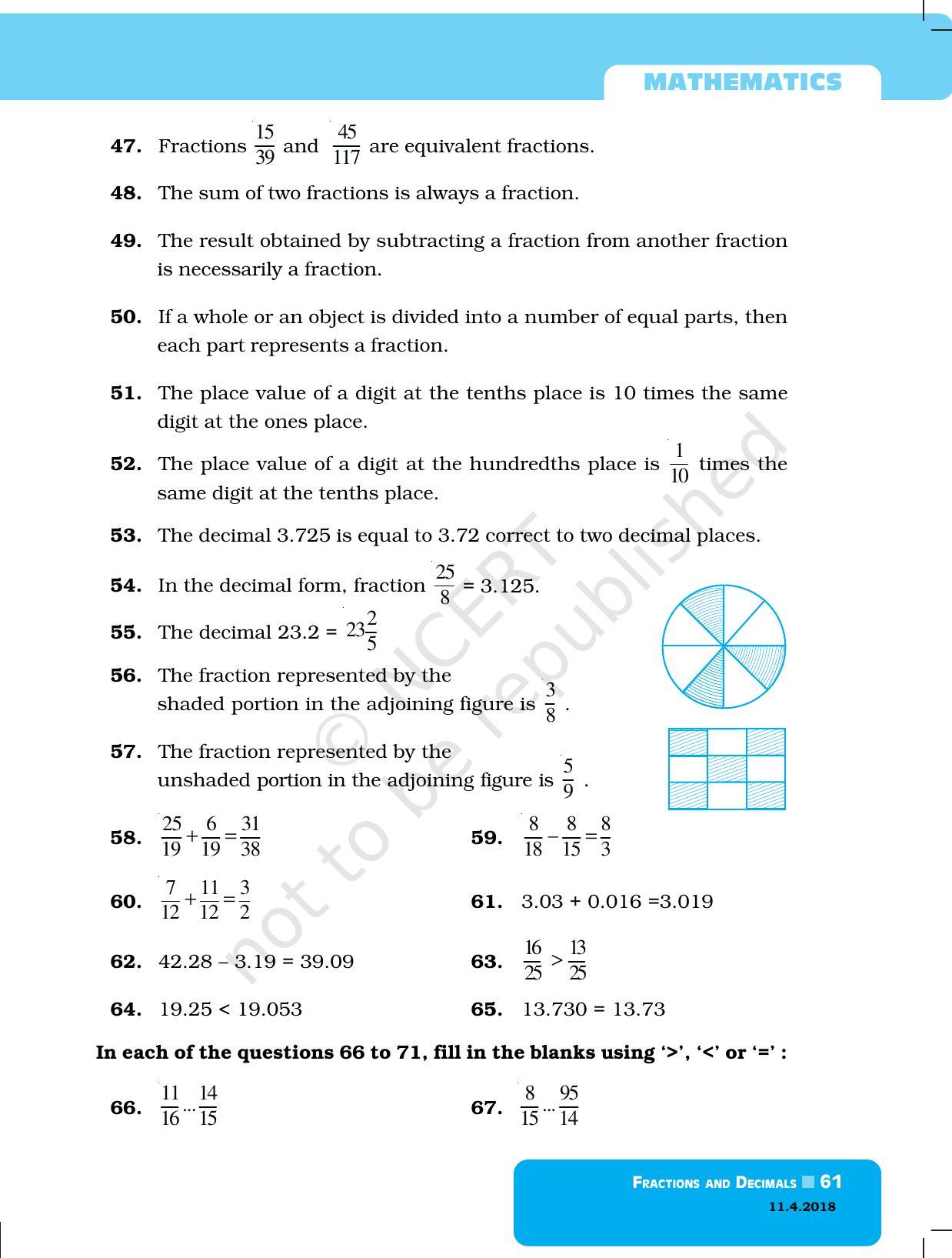 NCERT Exemplar Book for Class 6 Maths: Chapter 4-Fractions & Decimals - Page 9