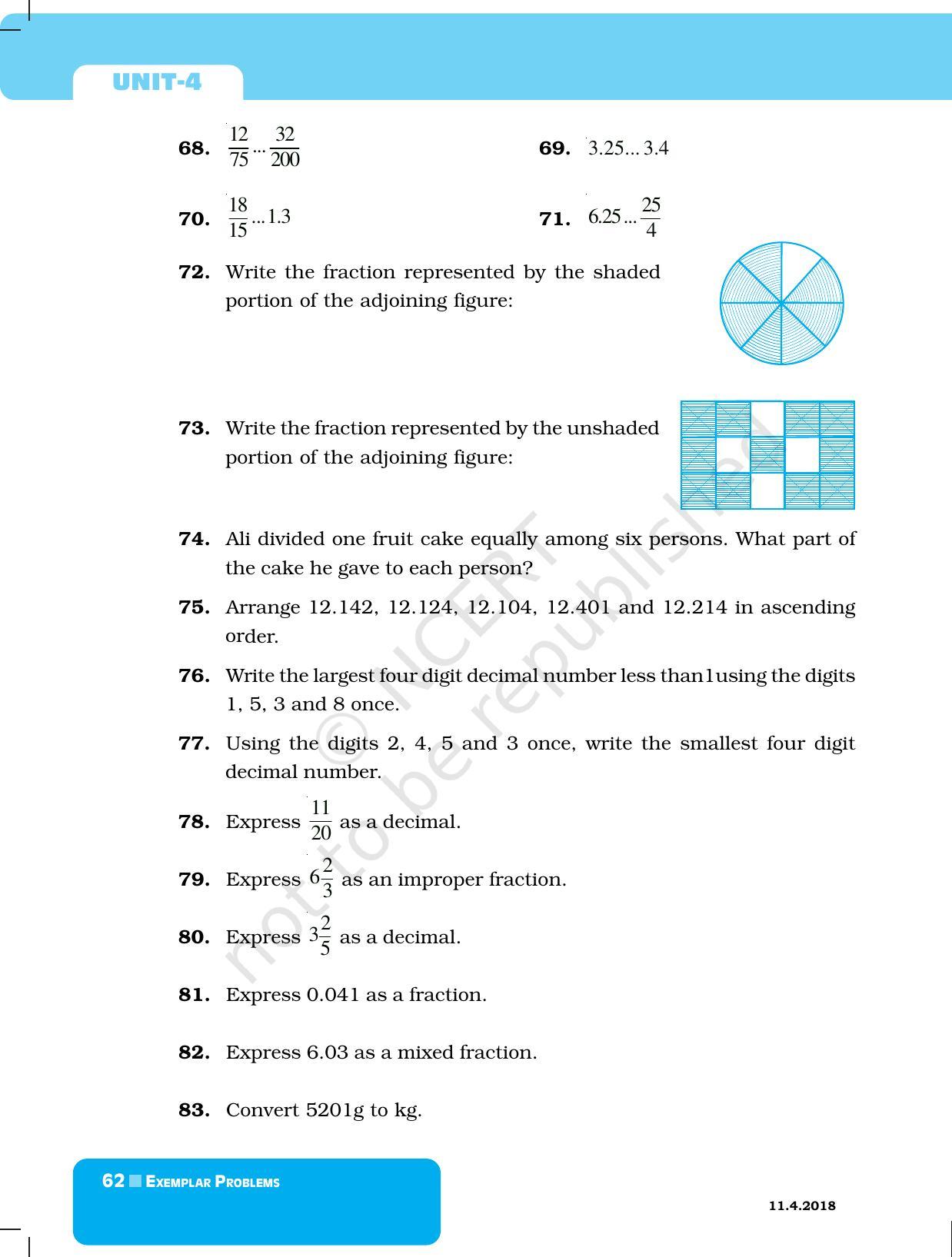 NCERT Exemplar Book for Class 6 Maths: Chapter 4-Fractions & Decimals - Page 10