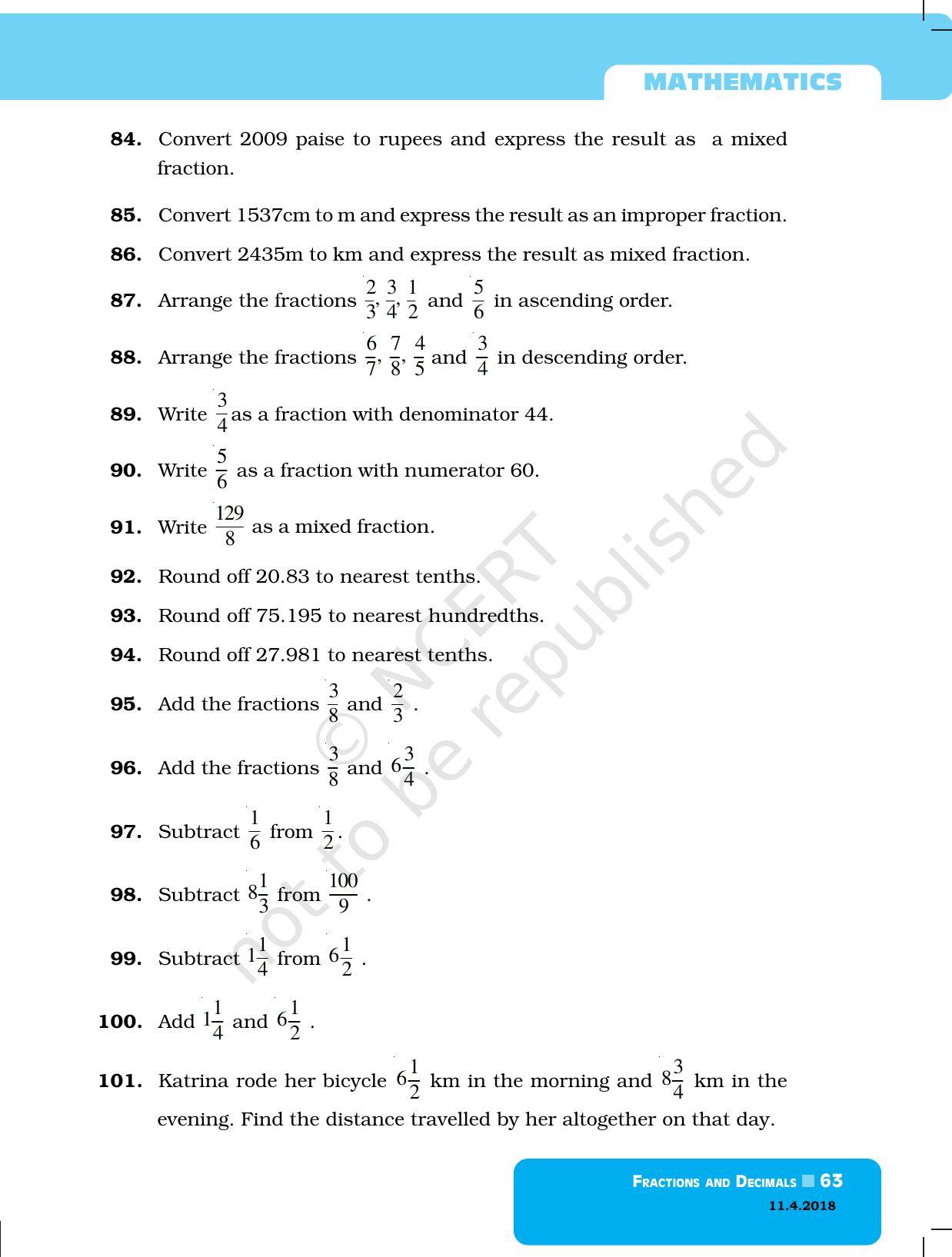 NCERT Exemplar Book for Class 6 Maths: Chapter 4-Fractions & Decimals - Page 11