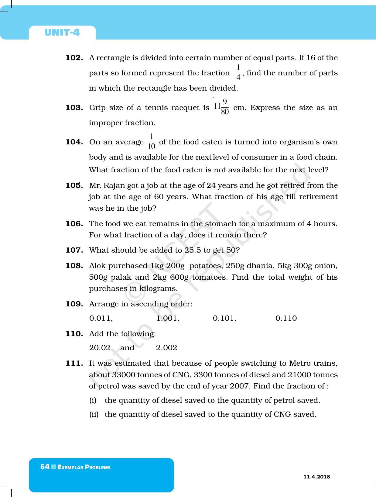 NCERT Exemplar Book for Class 6 Maths: Chapter 4-Fractions & Decimals - Page 12