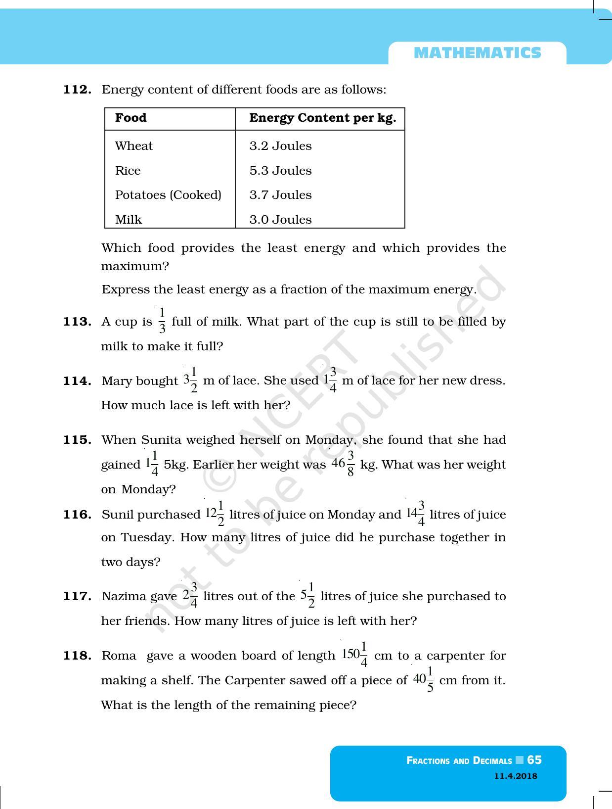 NCERT Exemplar Book for Class 6 Maths: Chapter 4-Fractions & Decimals - Page 13