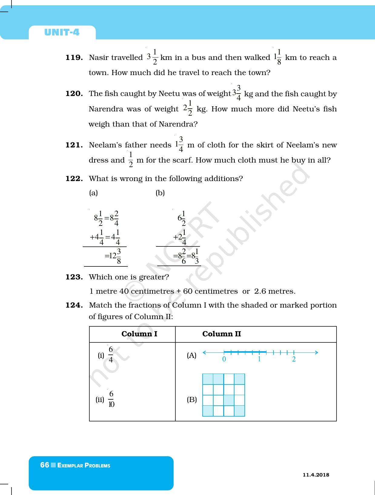NCERT Exemplar Book for Class 6 Maths: Chapter 4-Fractions & Decimals - Page 14