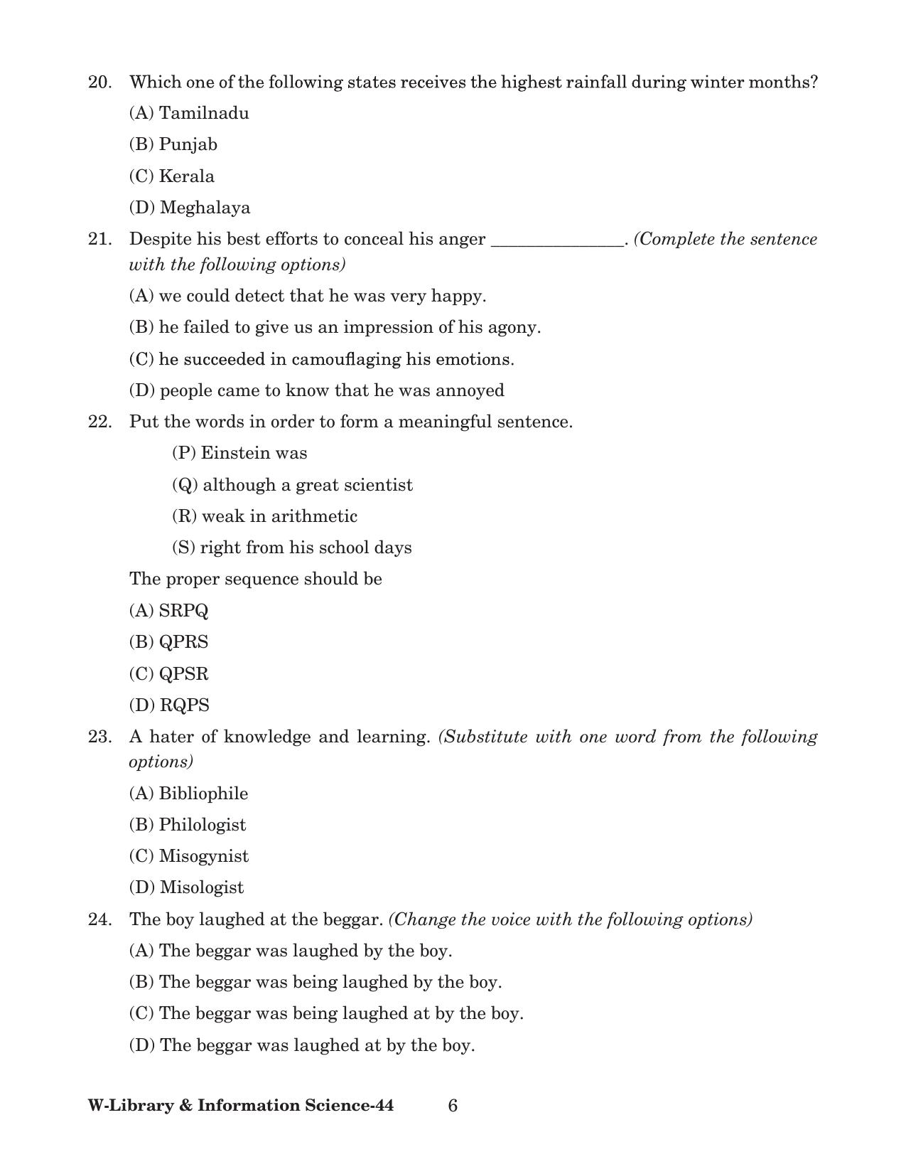 Odisha CPET 2022 LIBRARY SCIENCE Question Paper - Page 6