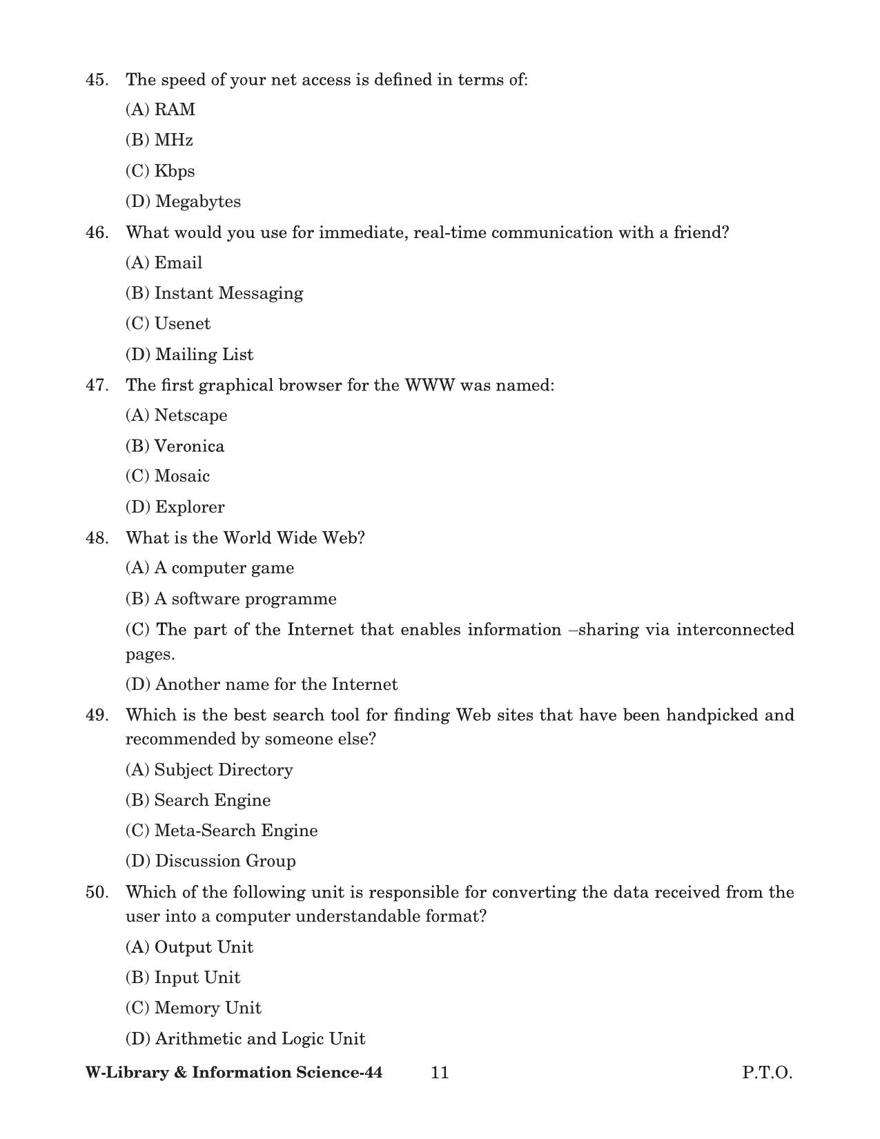 Odisha CPET 2022 LIBRARY SCIENCE Question Paper - Page 11