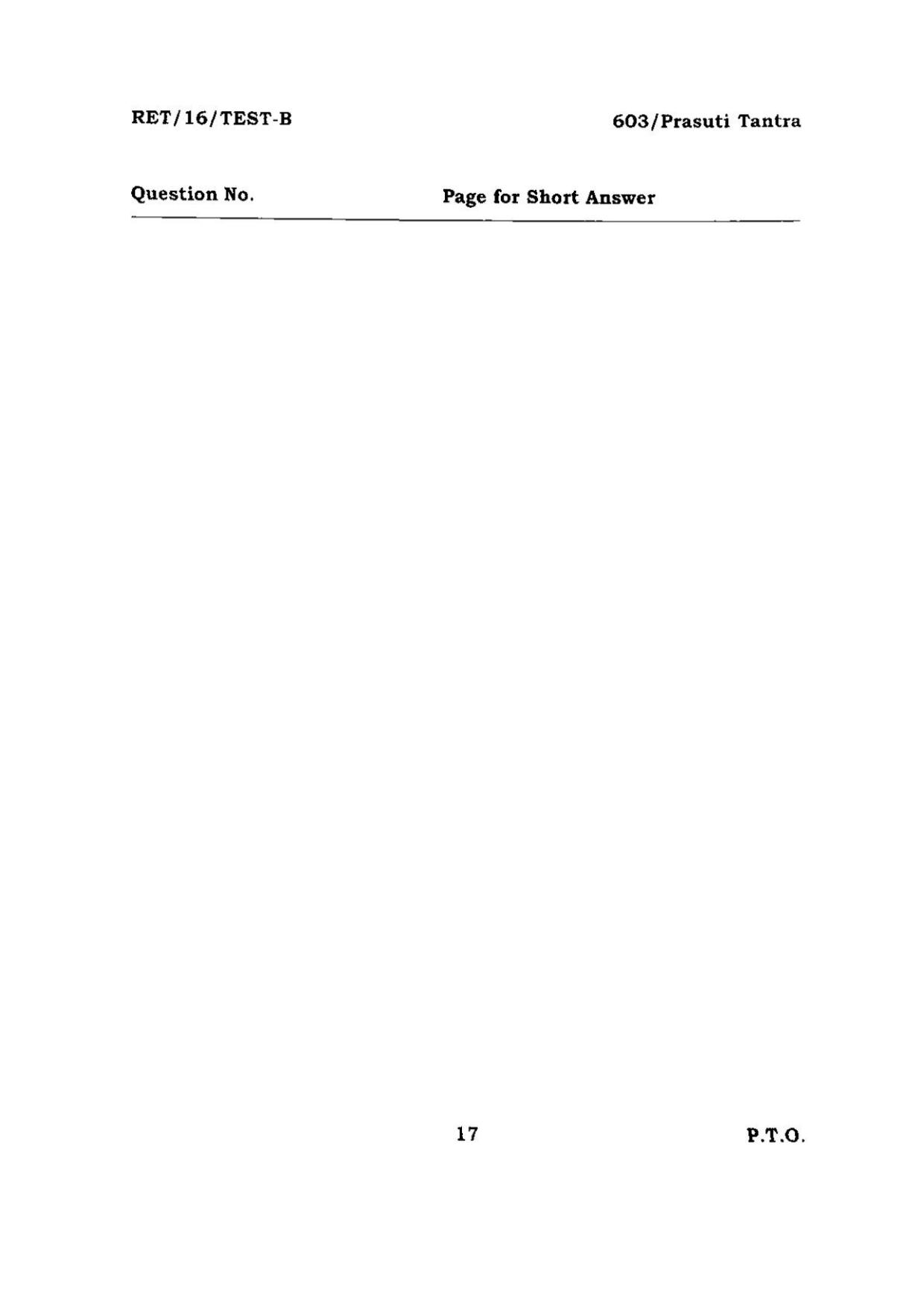 BHU RET PRASUTI TANTRA 2016 Question Paper - Page 17
