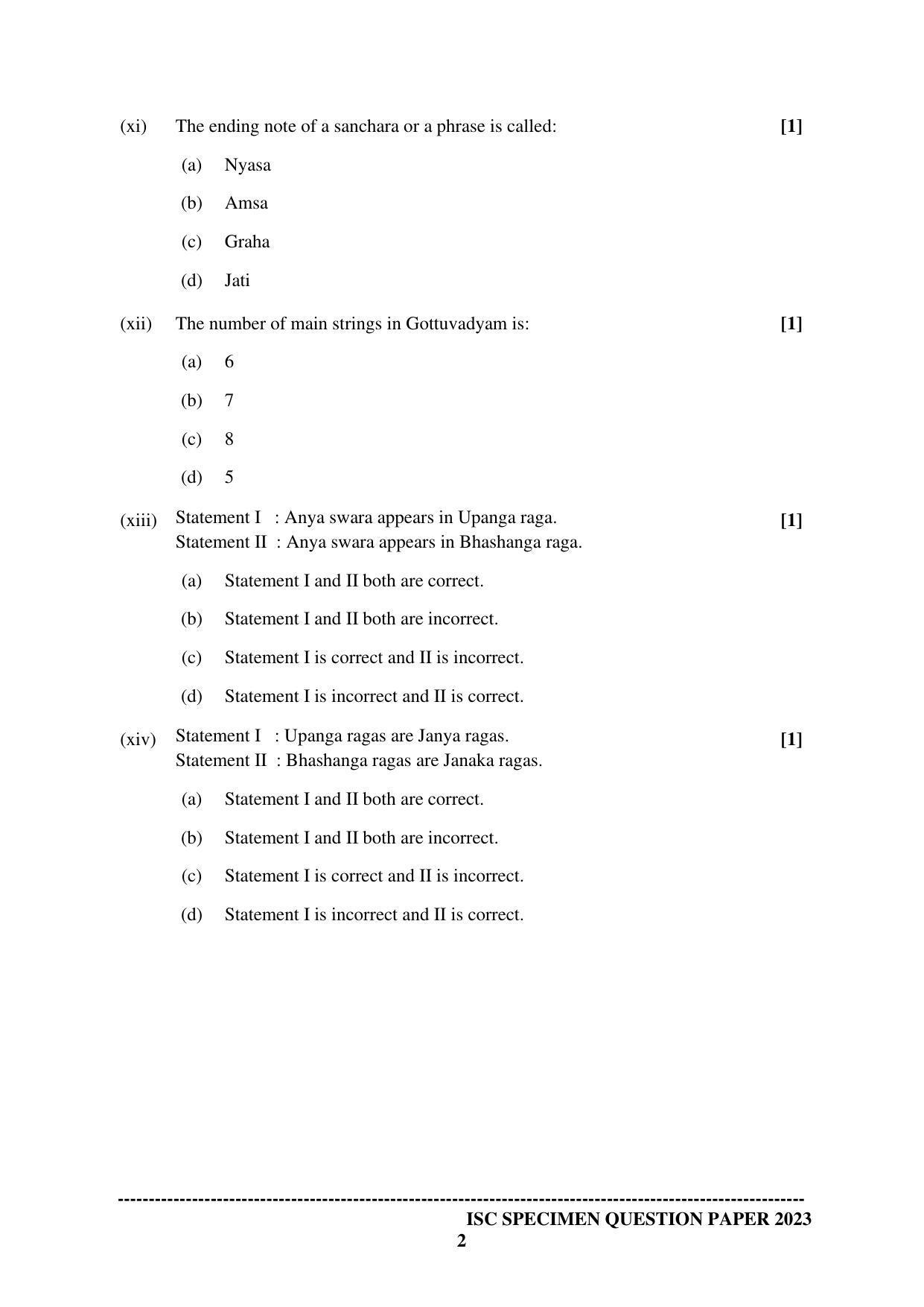 ISC Class 12 Indian Music (Carnatic) Sample Paper 2023 - Page 2