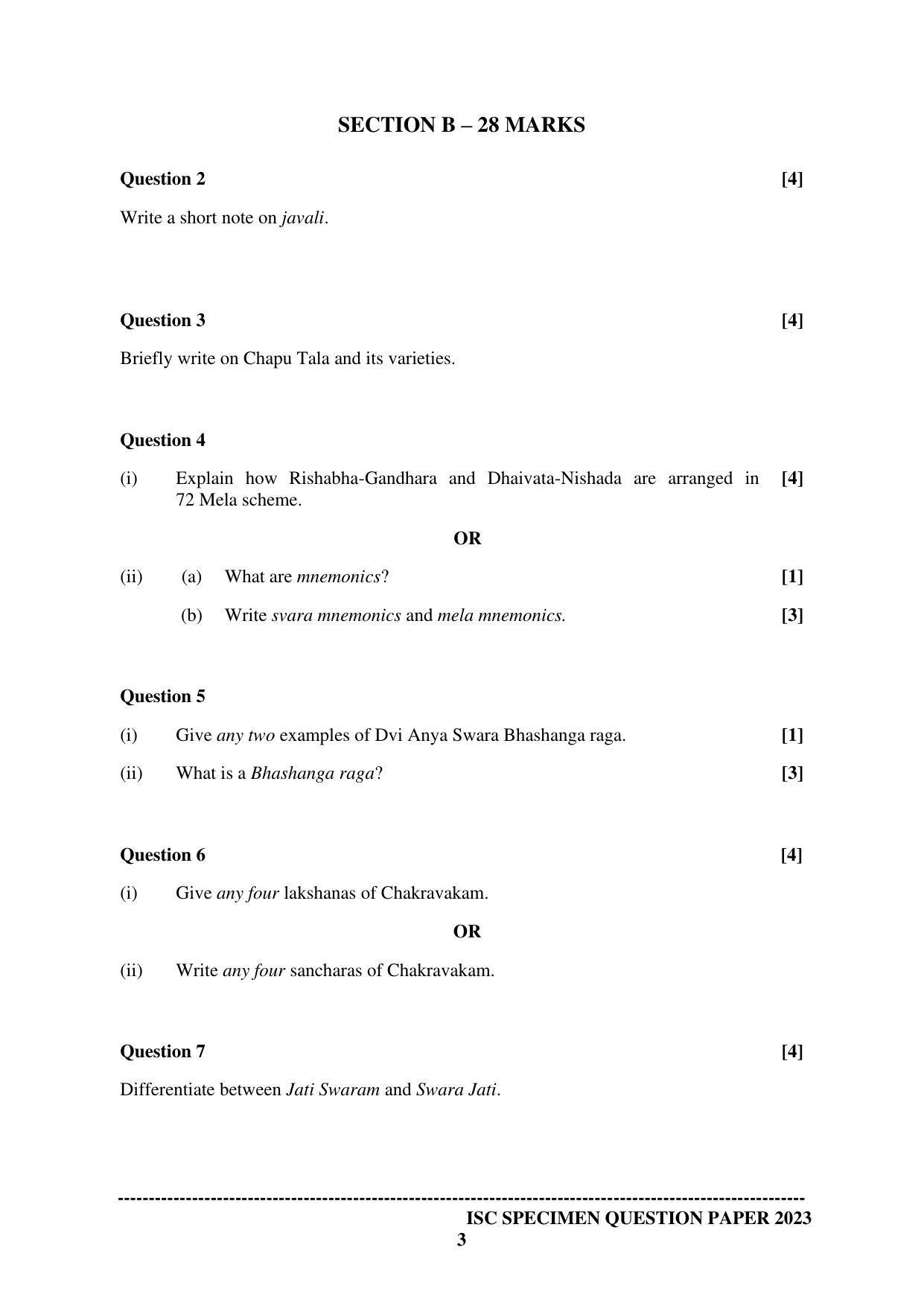 ISC Class 12 Indian Music (Carnatic) Sample Paper 2023 - Page 3