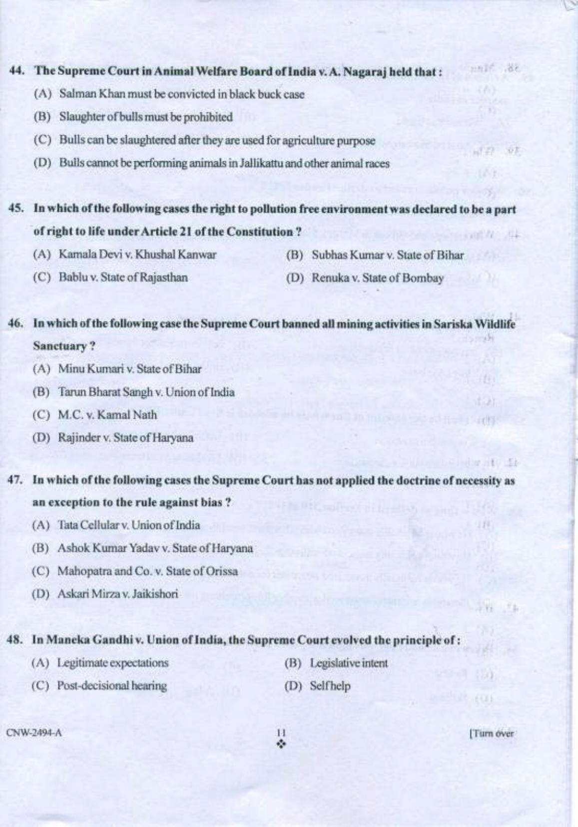 PU CET PG 2018 LLM Question Paper - Page 10