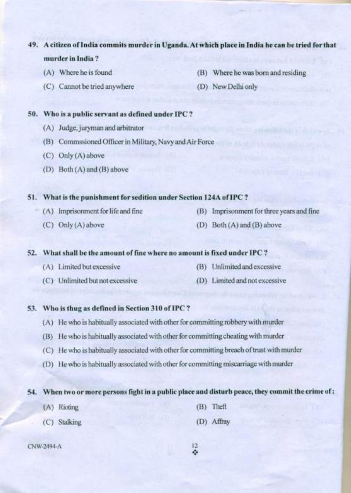 PU CET PG 2018 LLM Question Paper - Page 11
