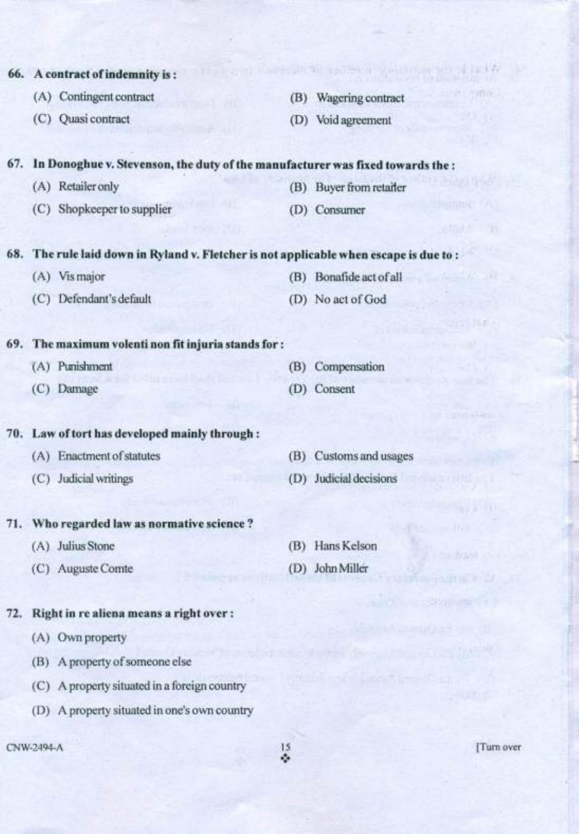 PU CET PG 2018 LLM Question Paper - Page 14