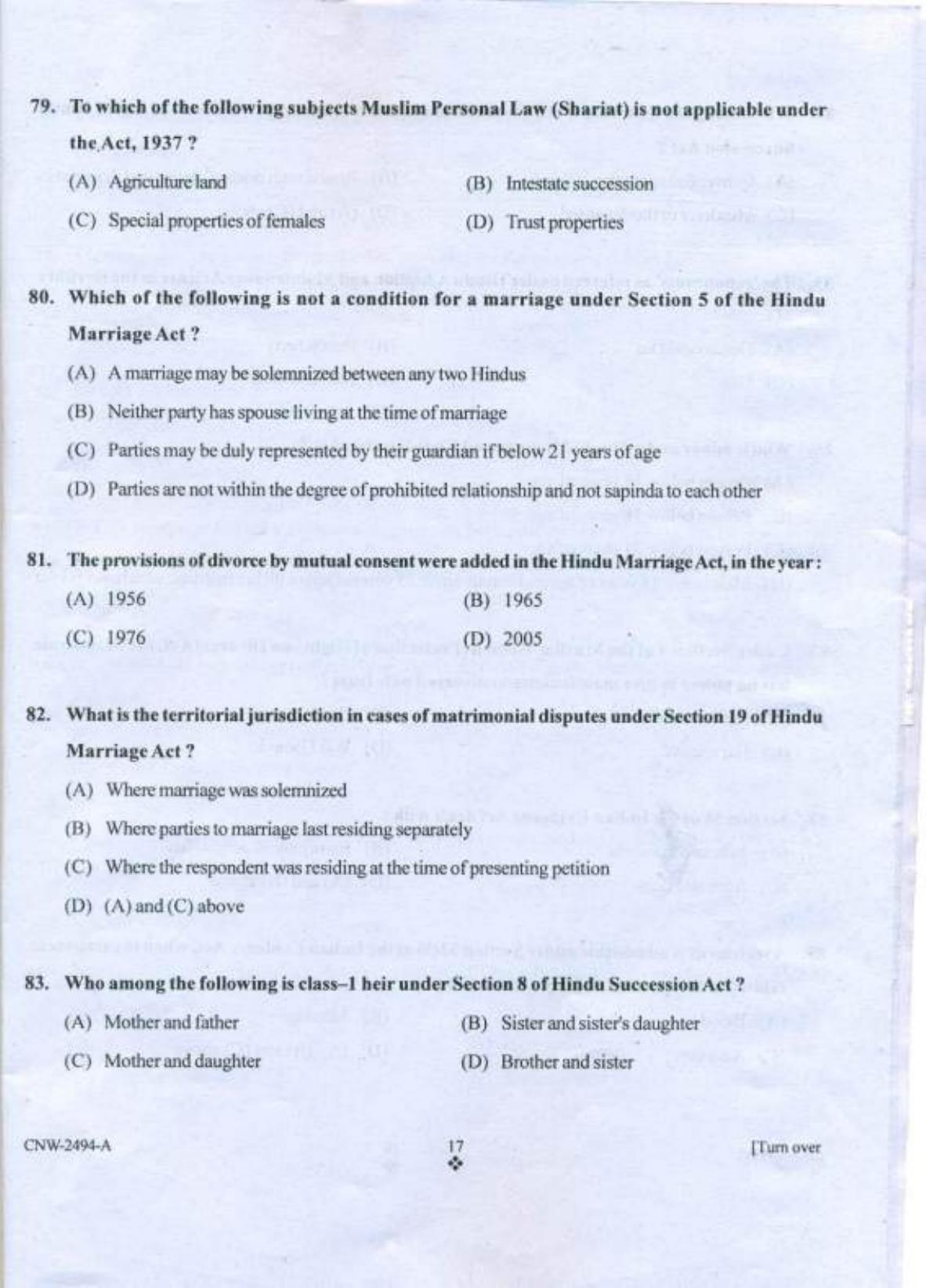 PU CET PG 2018 LLM Question Paper - Page 16
