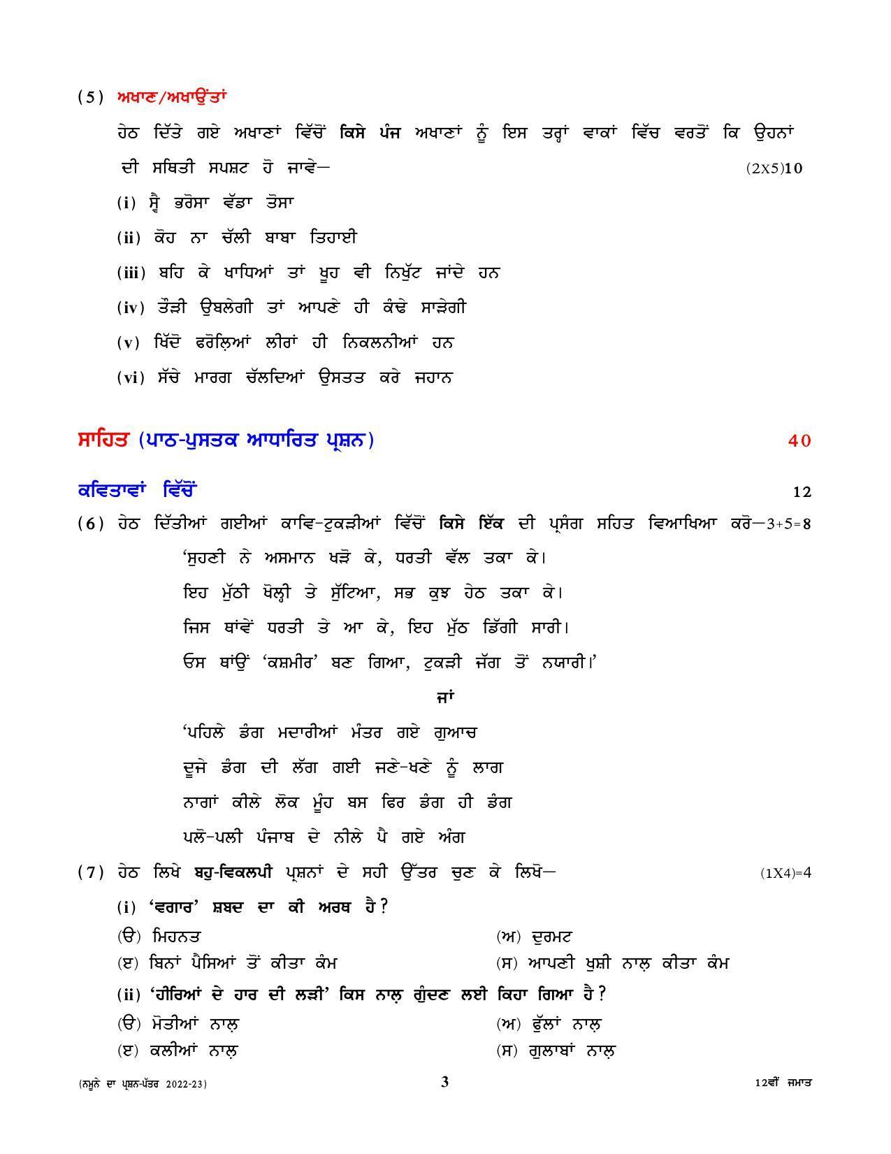 CBSE Class 12 Punjabi Sample Paper 2023 - Page 3