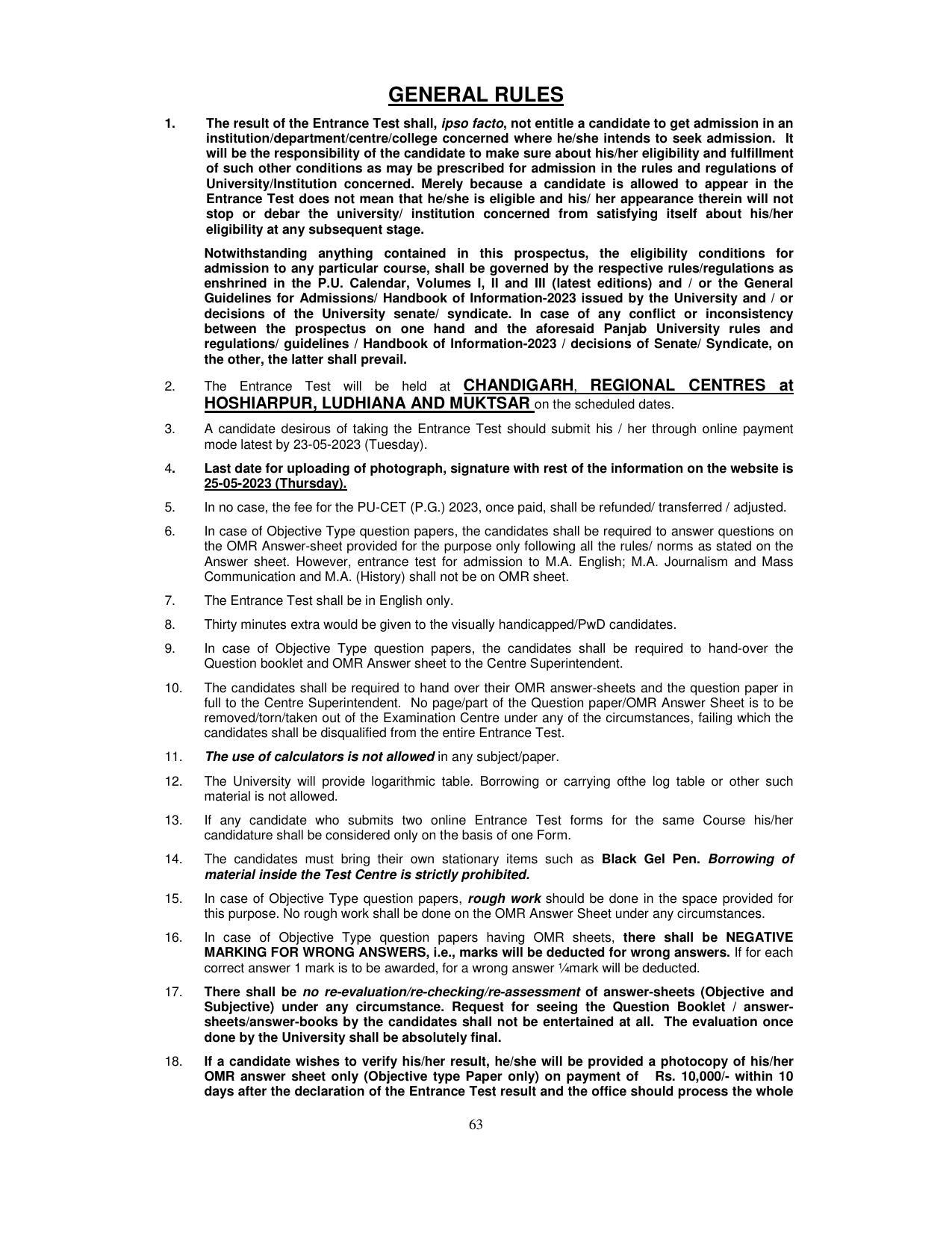 PUCET PG Exam - Page 63
