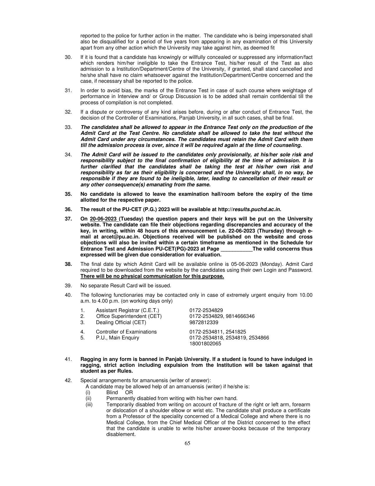 PUCET PG Exam - Page 65