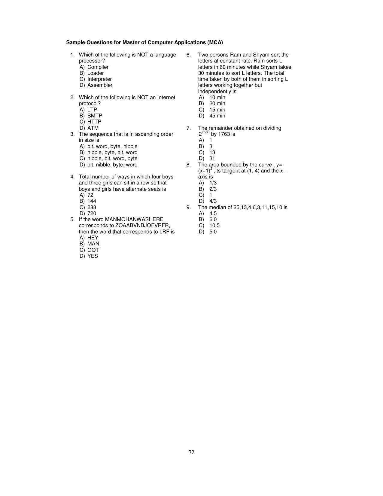 PUCET PG Exam - Page 72