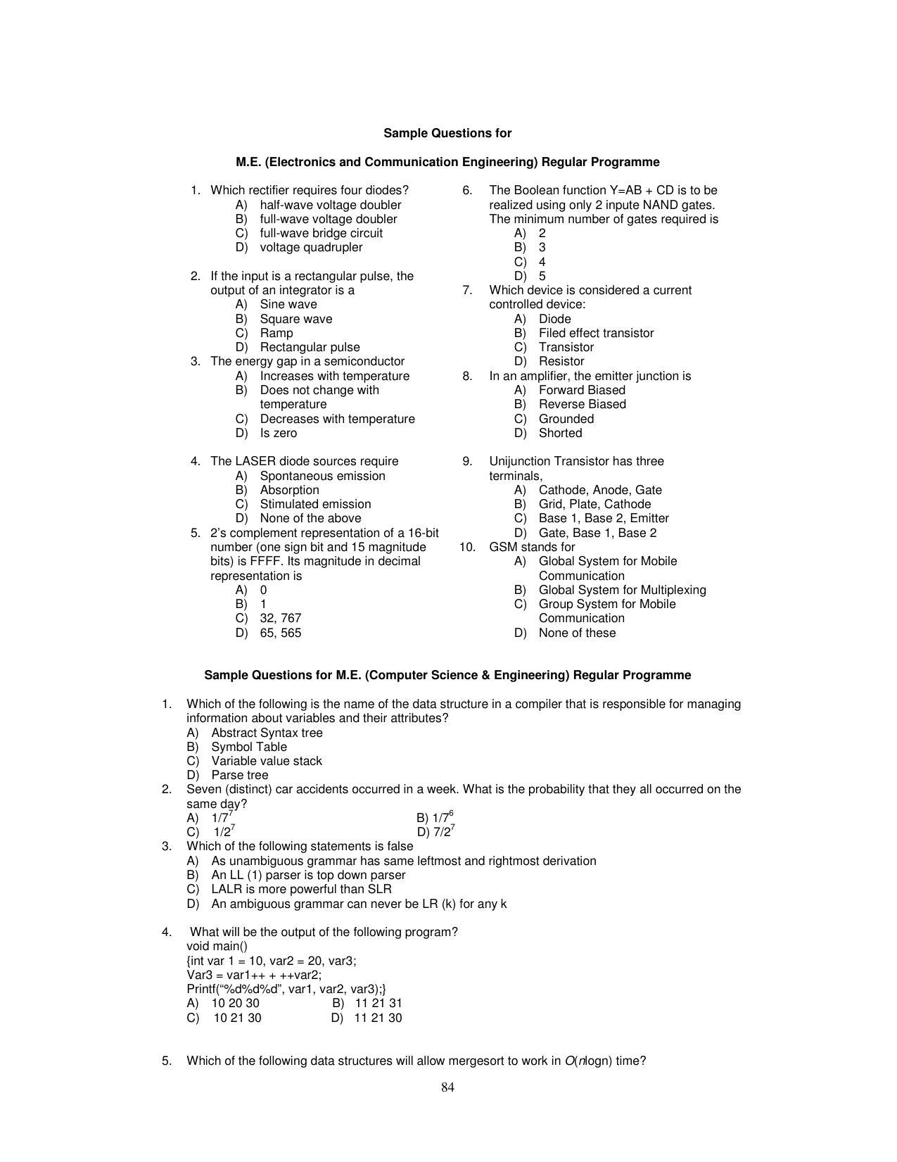 PUCET PG Exam - Page 84