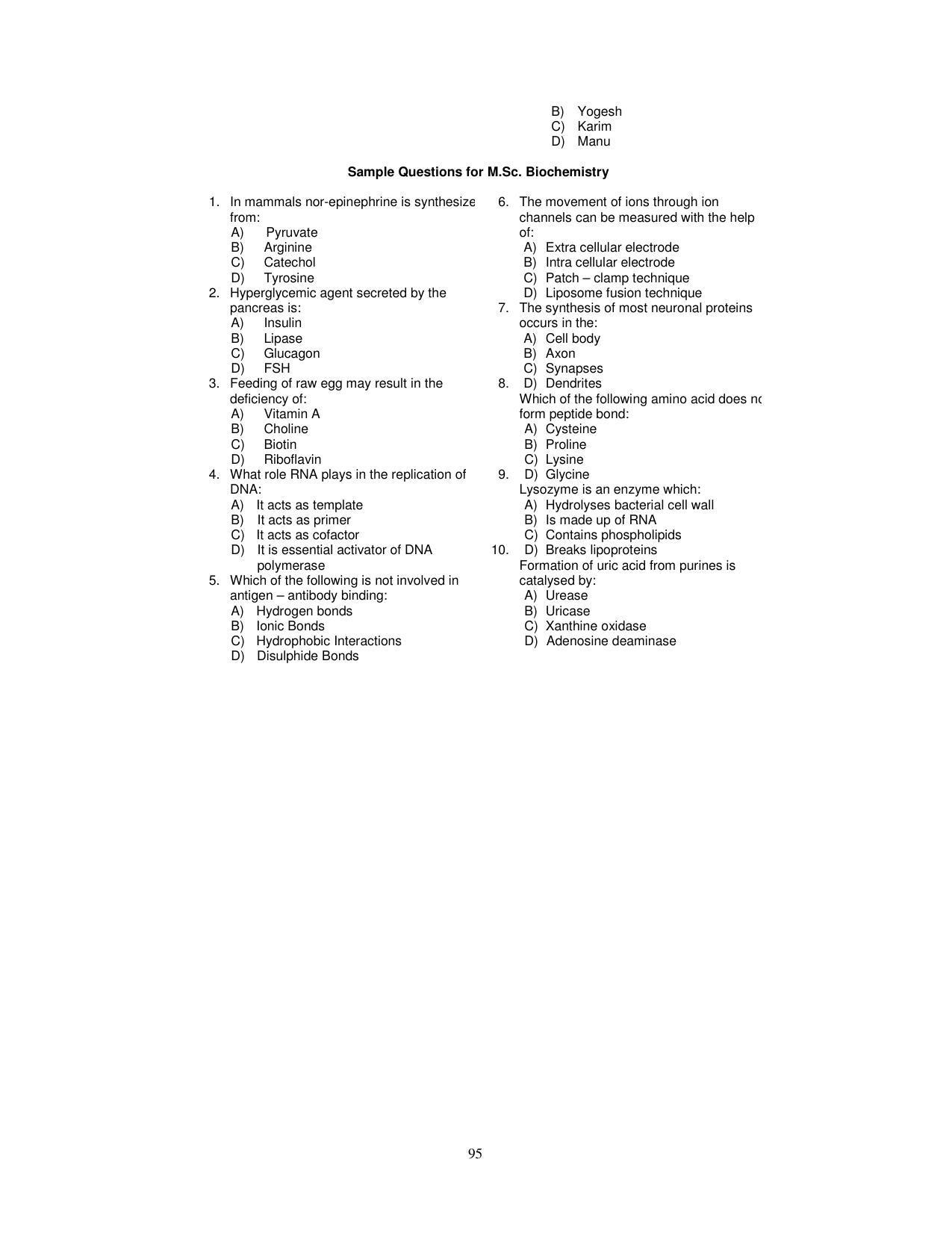 PUCET PG Exam - Page 95