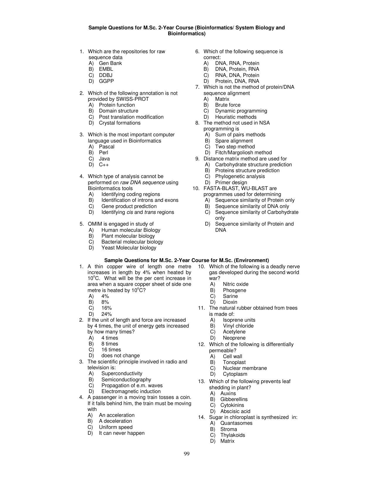 PUCET PG Exam - Page 99