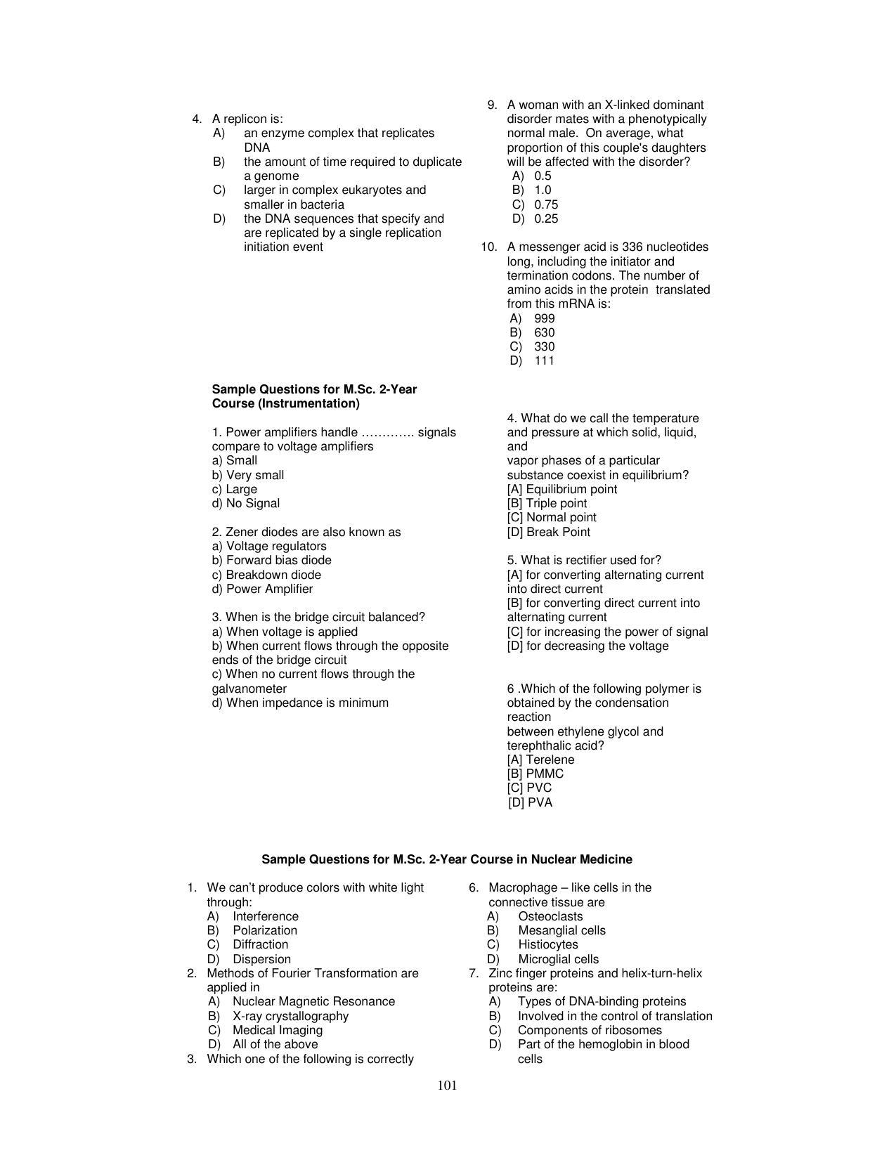 PUCET PG Exam - Page 101