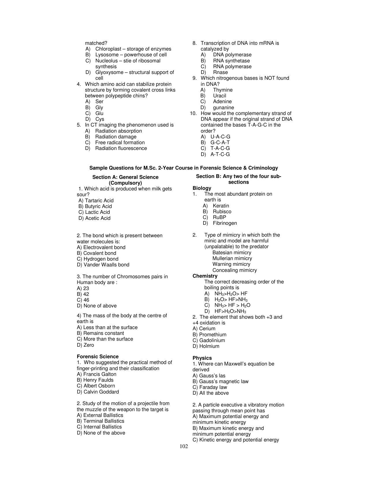 PUCET PG Exam - Page 102