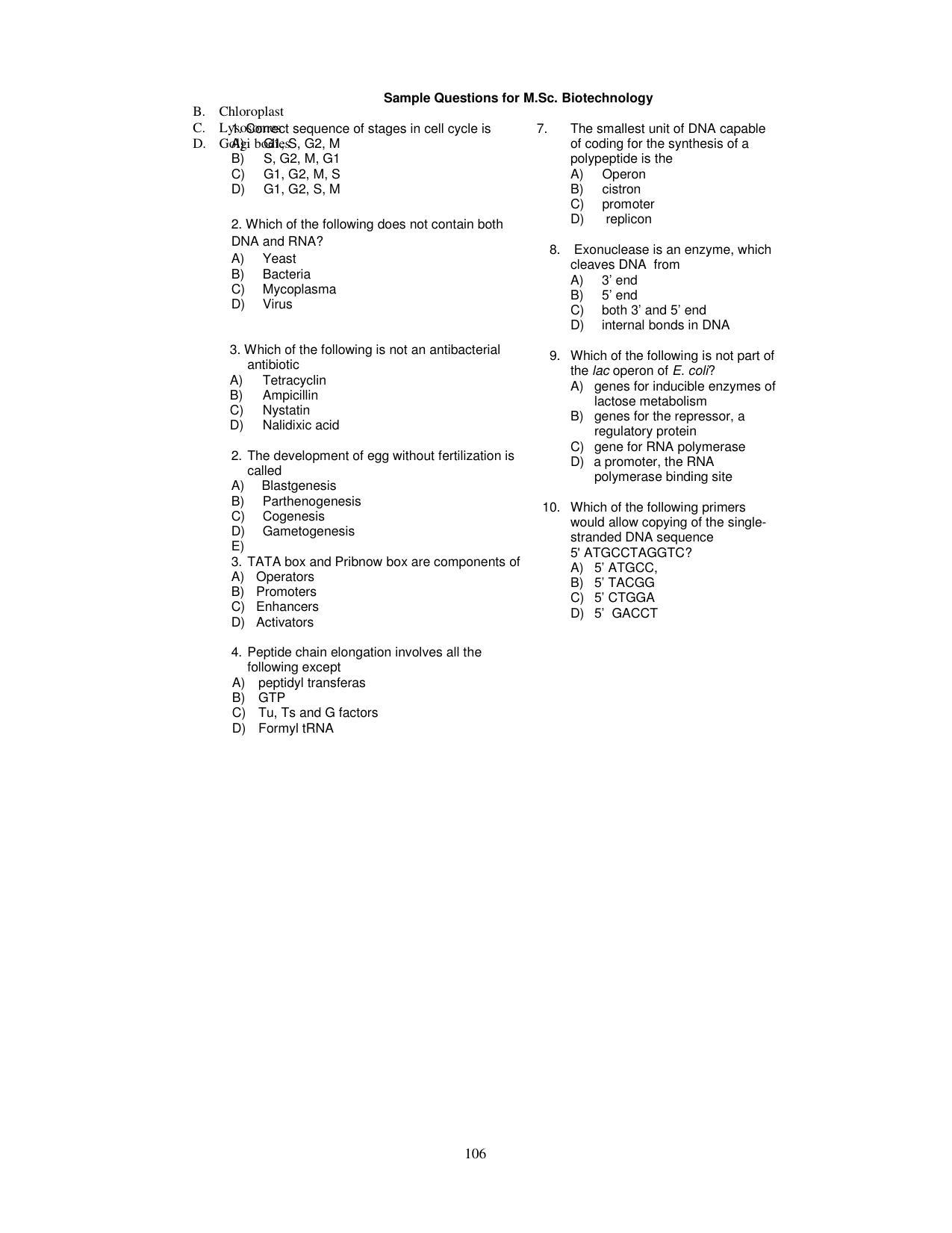 PUCET PG Exam - Page 106