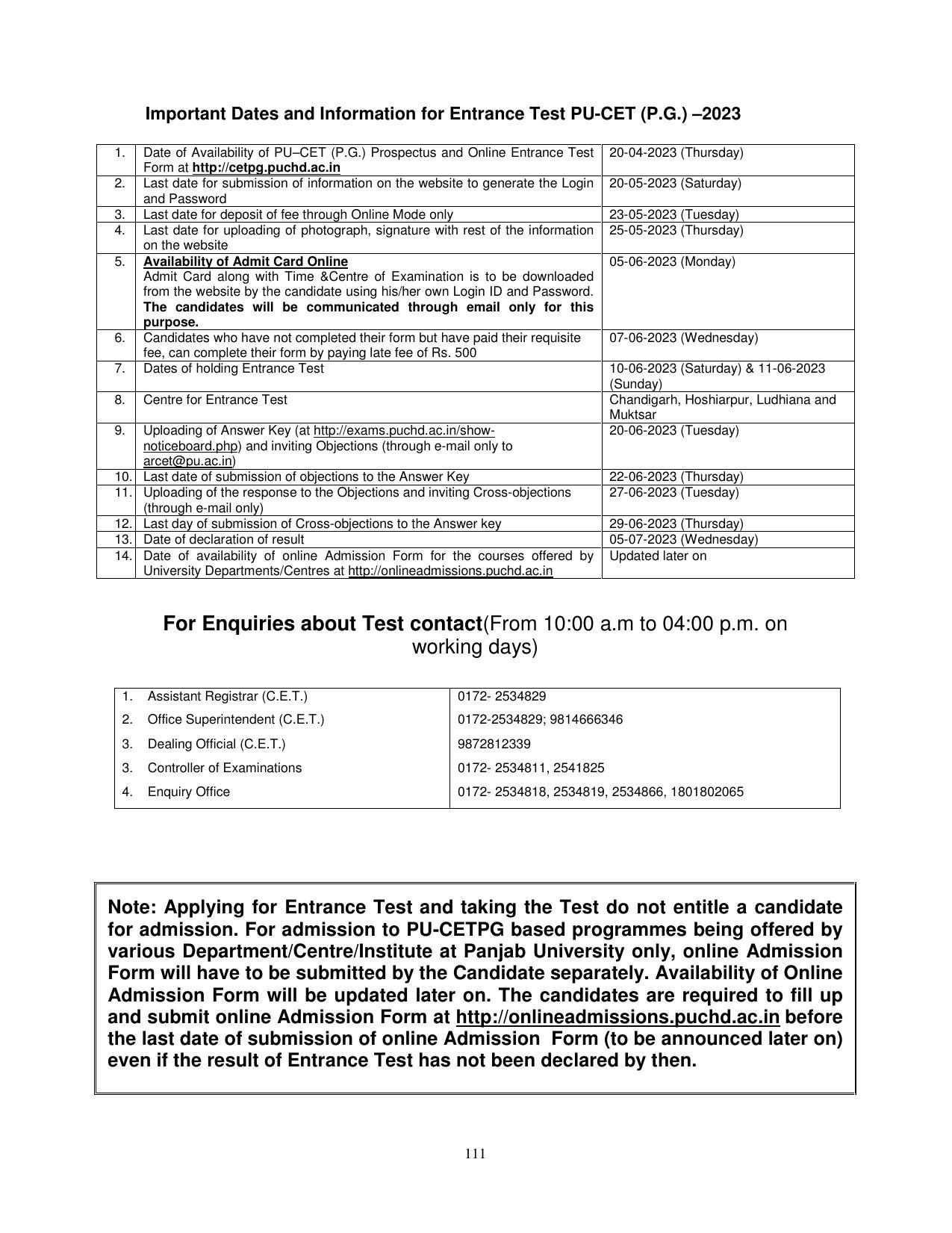 PUCET PG Exam - Page 111