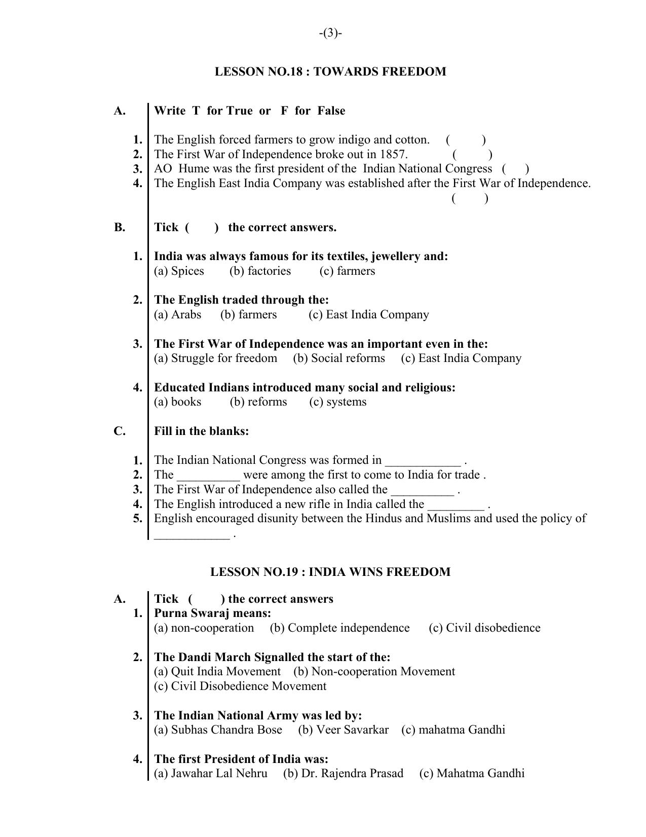 Worksheet for Class 5 Social Science Assignment 1 - Page 3