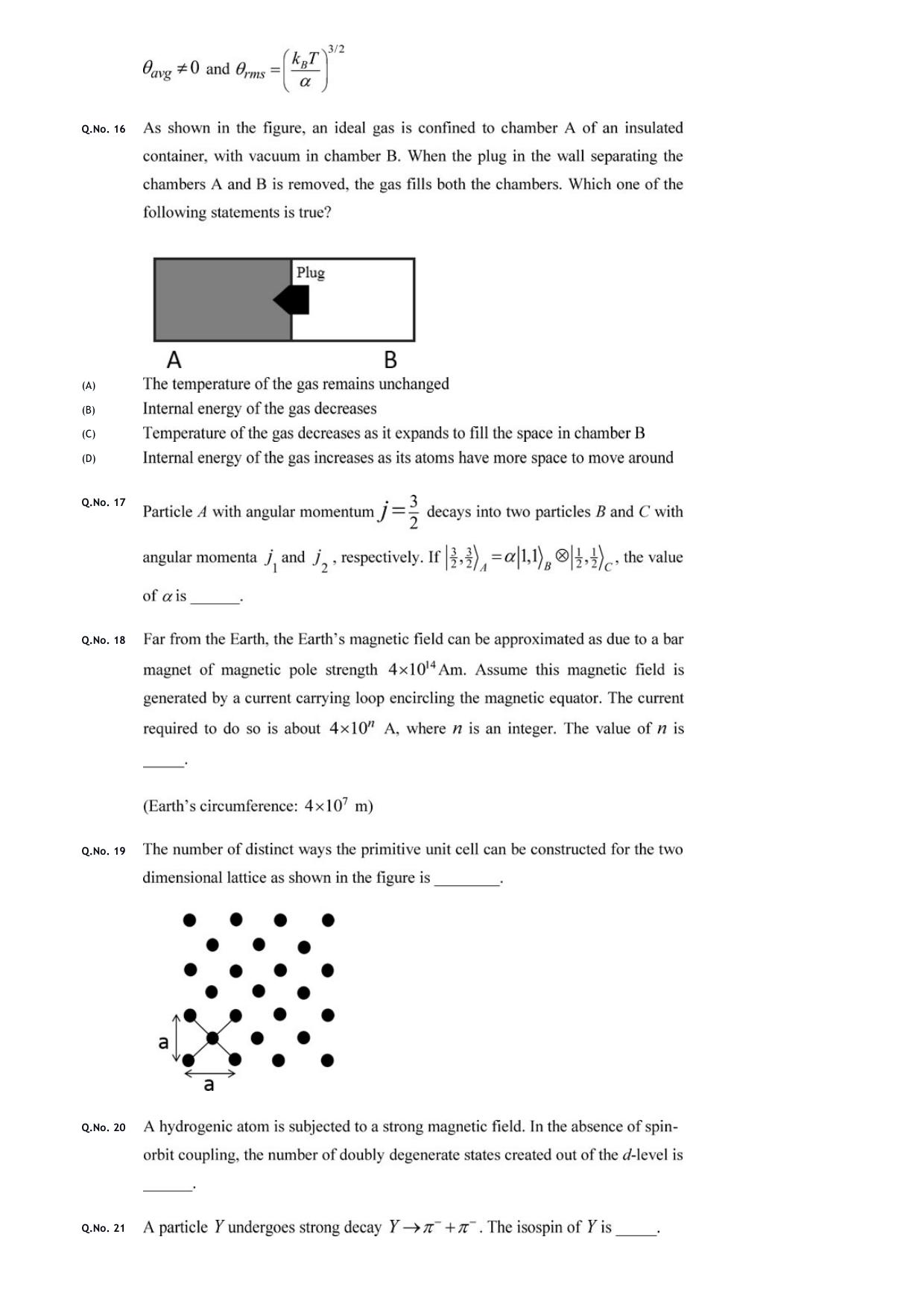 GATE 2020 Physics (PH) Question Paper - Page 7