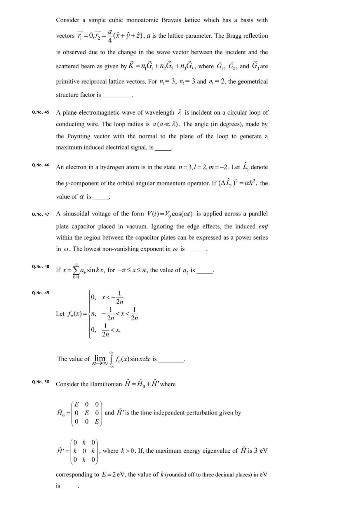 GATE 2020 Physics (PH) Question Paper - Page 14