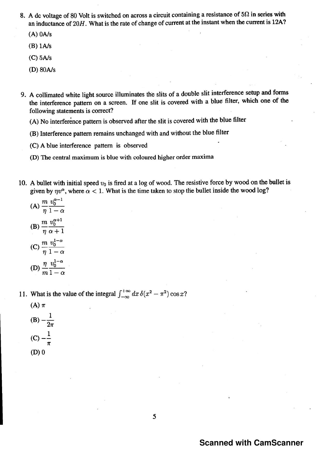 JEST 2019 Physics Question Paper with Answer key - Page 3