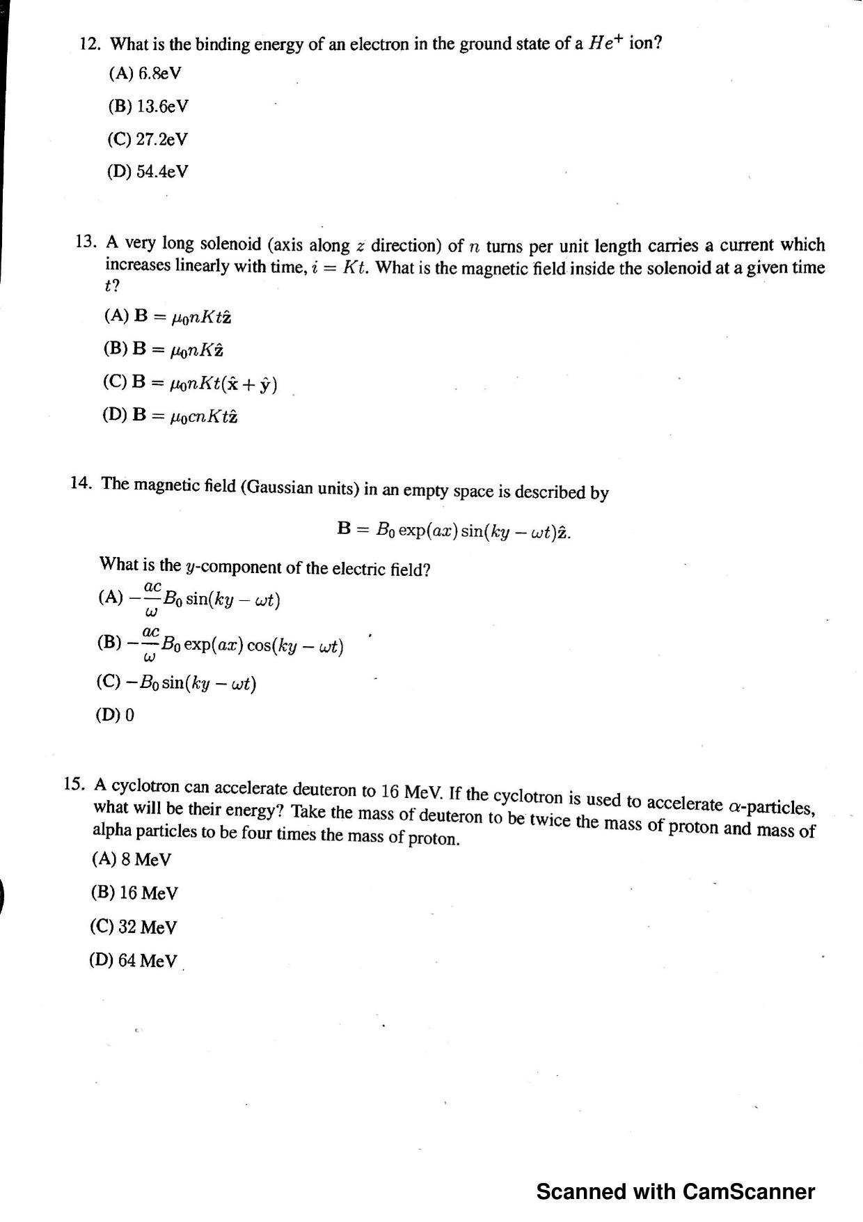 JEST 2019 Physics Question Paper with Answer key - Page 4