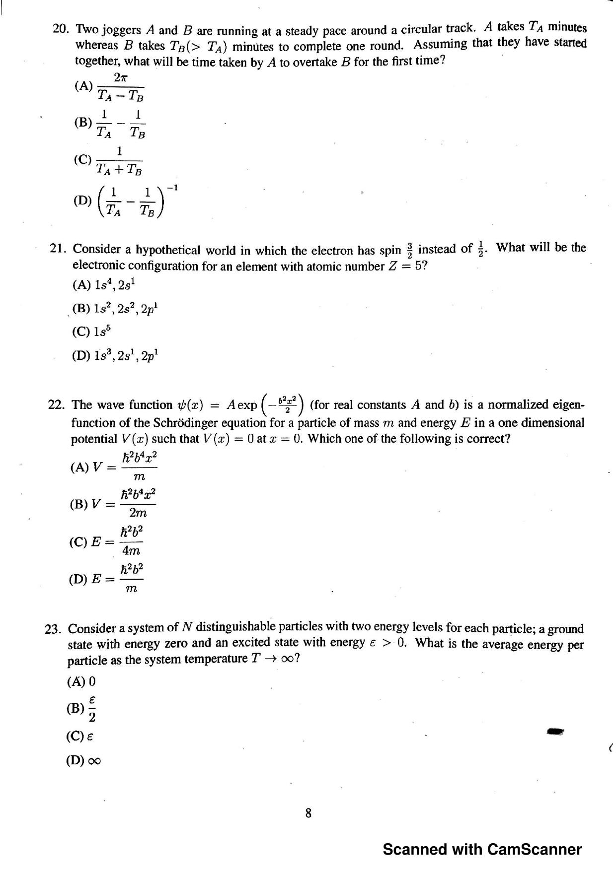 JEST 2019 Physics Question Paper with Answer key - Page 6