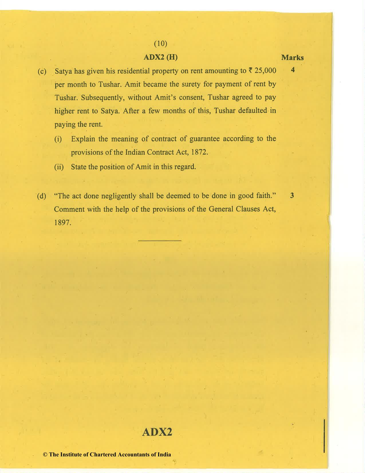 CA Inter Jan 2021 Question Paper - Paper 2 – Corporate and Other Laws - Page 10