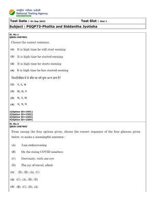 CUET (PG) 2022: PGQP73 Phalita and Siddantha Jyotisha (01-09-2022) Question Paper