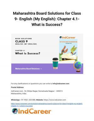 Maharashtra Board Solutions for Class 9- English (My English): Chapter 4.1- What is Success?