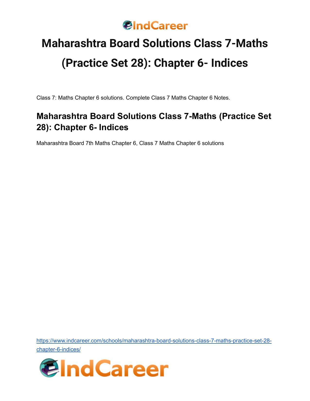 Maharashtra Board Solutions Class 7-Maths (Practice Set 28): Chapter 6- Indices - Page 2